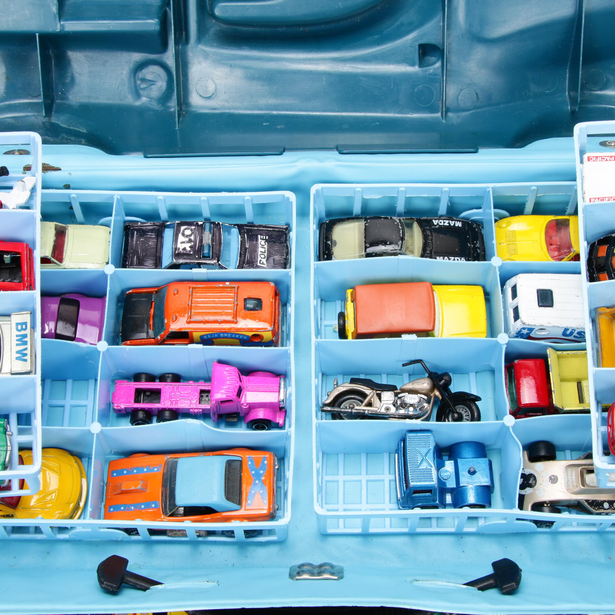Lesney's Matchbox Full Race-car Case and Micro-Machines Vehicles and Airplanes