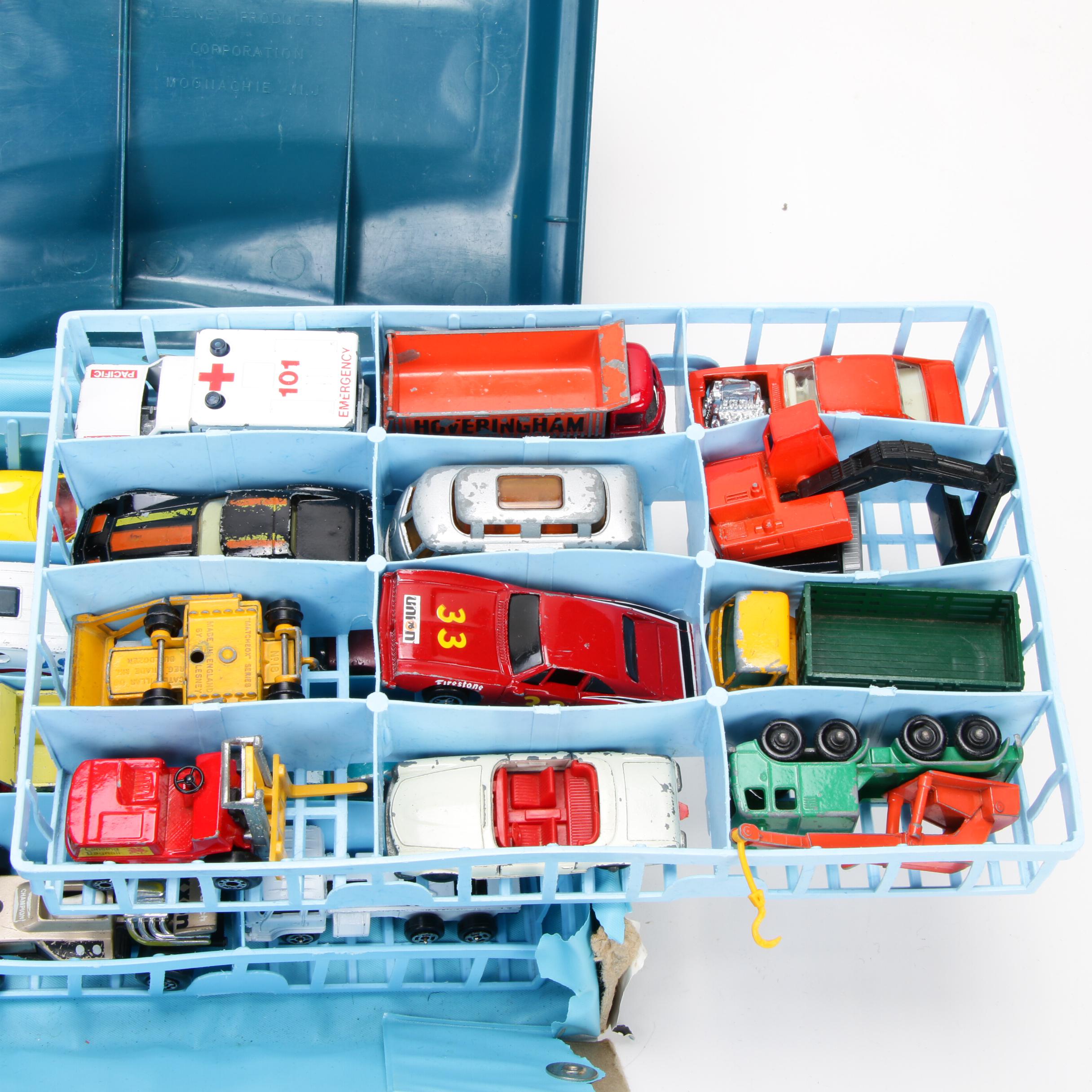 Lesney's Matchbox Full Race-car Case and Micro-Machines Vehicles and Airplanes