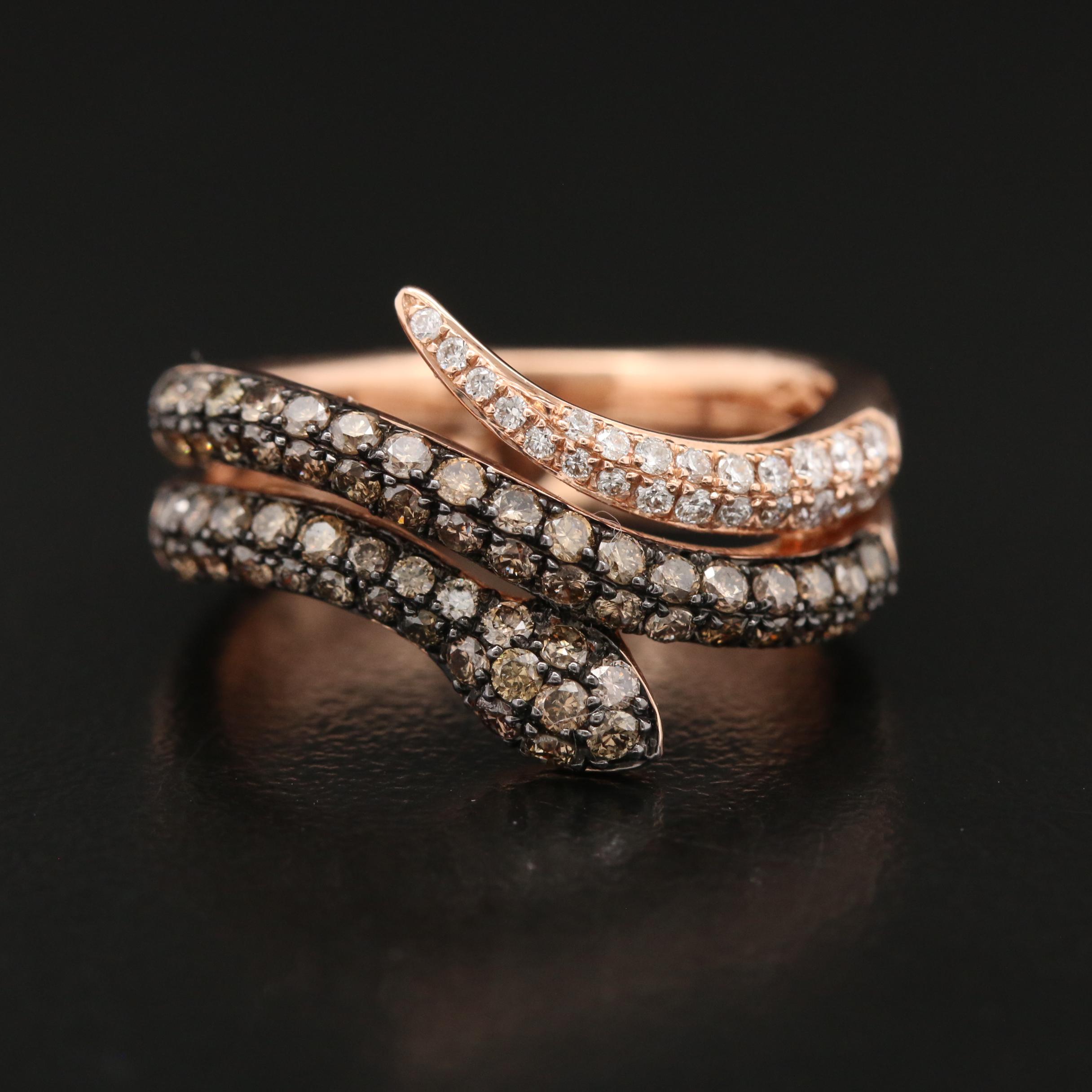 EFFY 14K Rose Gold Diamond Coiled Snake Ring