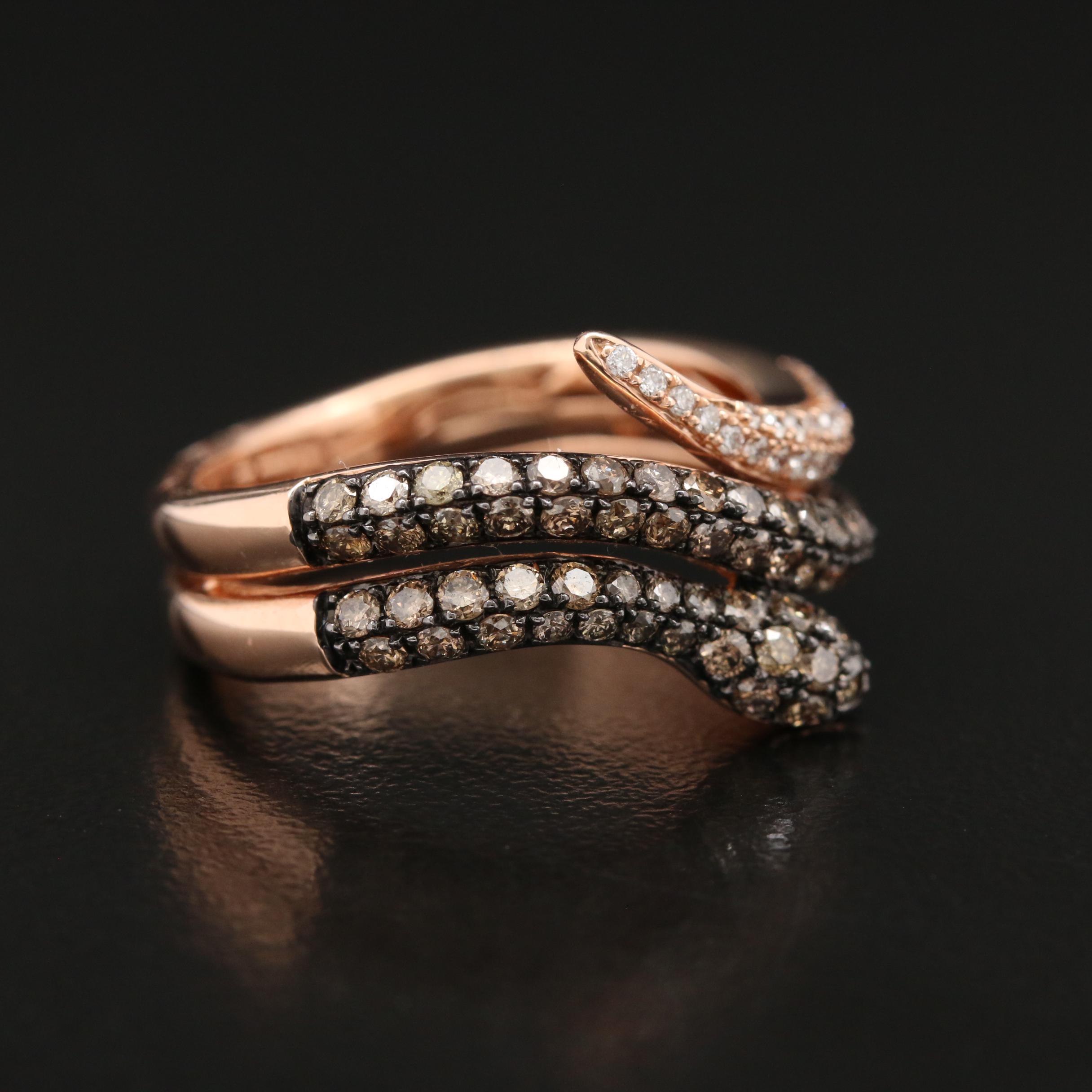 EFFY 14K Rose Gold Diamond Coiled Snake Ring