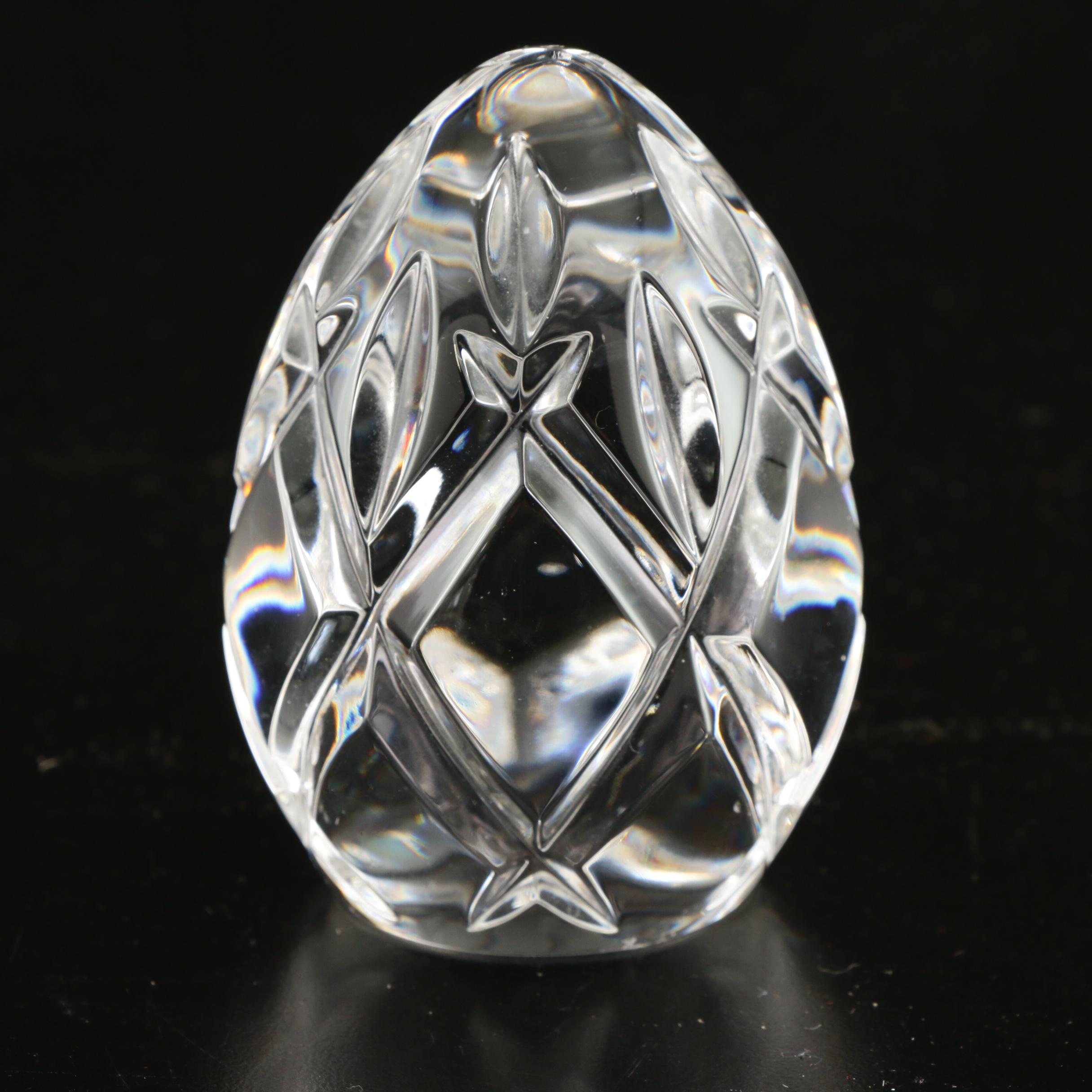 Orrefors "Arctic" Crystal Vase, "Lotus Violet" Candle Holders and Lenox Egg