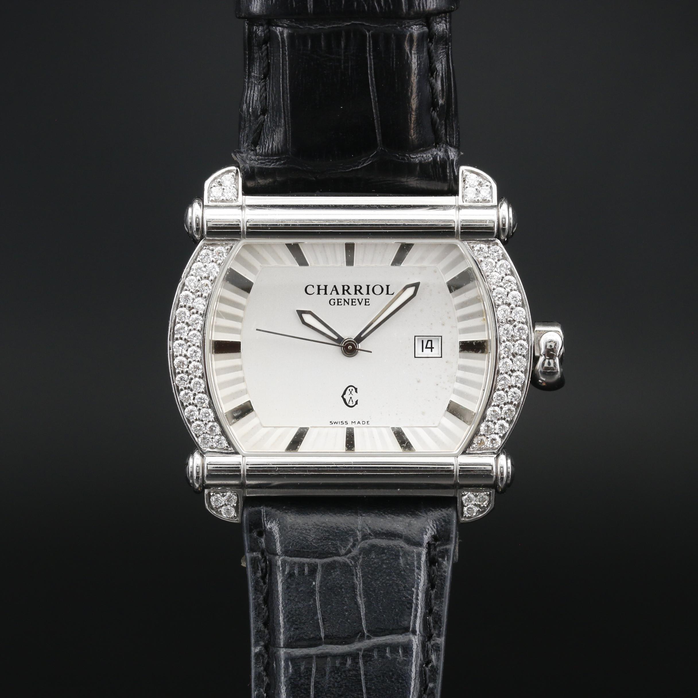 Charriol Geneve "Actor" Stainless Steel and 1.25 CTW Diamond Quartz Watch