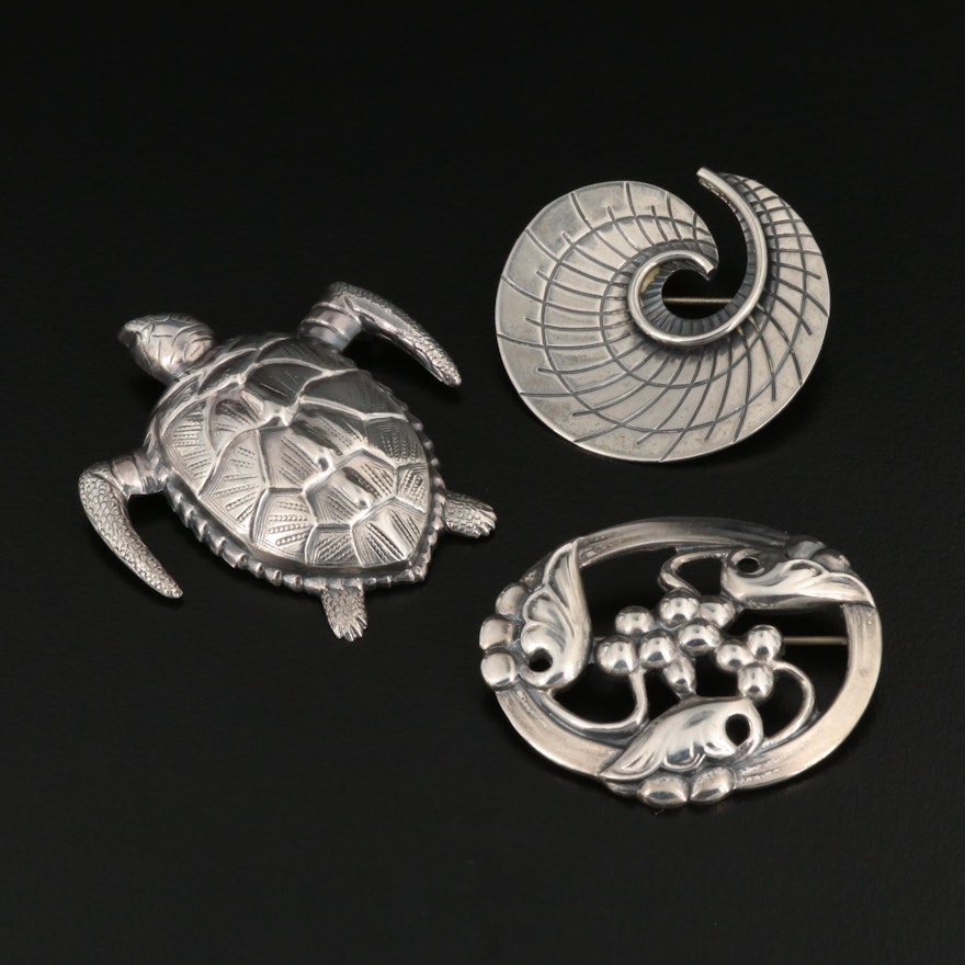 Vintage Sterling Silver Brooches Featuring Coro and Beau