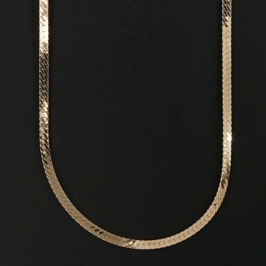 14K Herringbone Chain Necklace