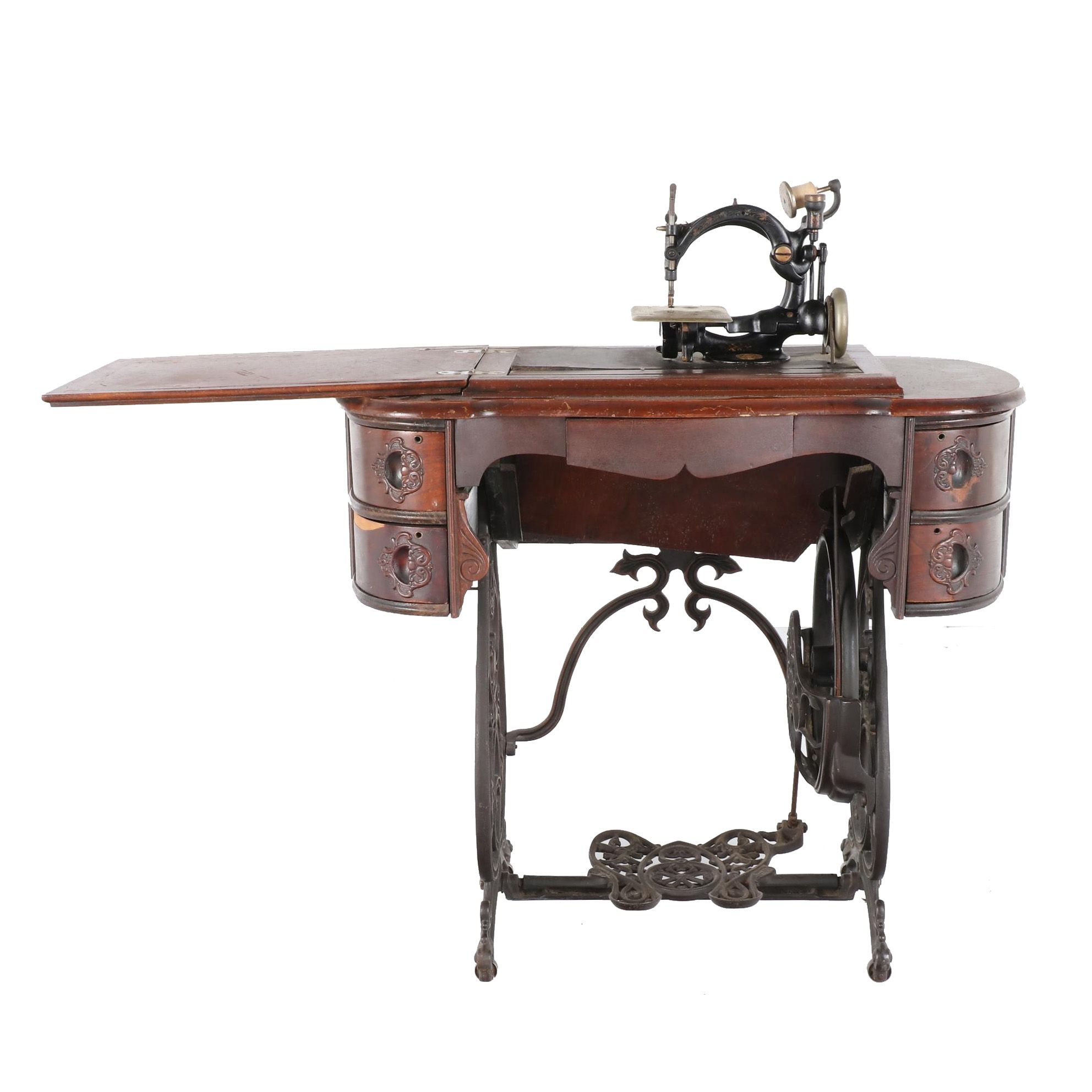 B. Eldredge Automatic Manual Sewing Machine and Cabinet, Antique