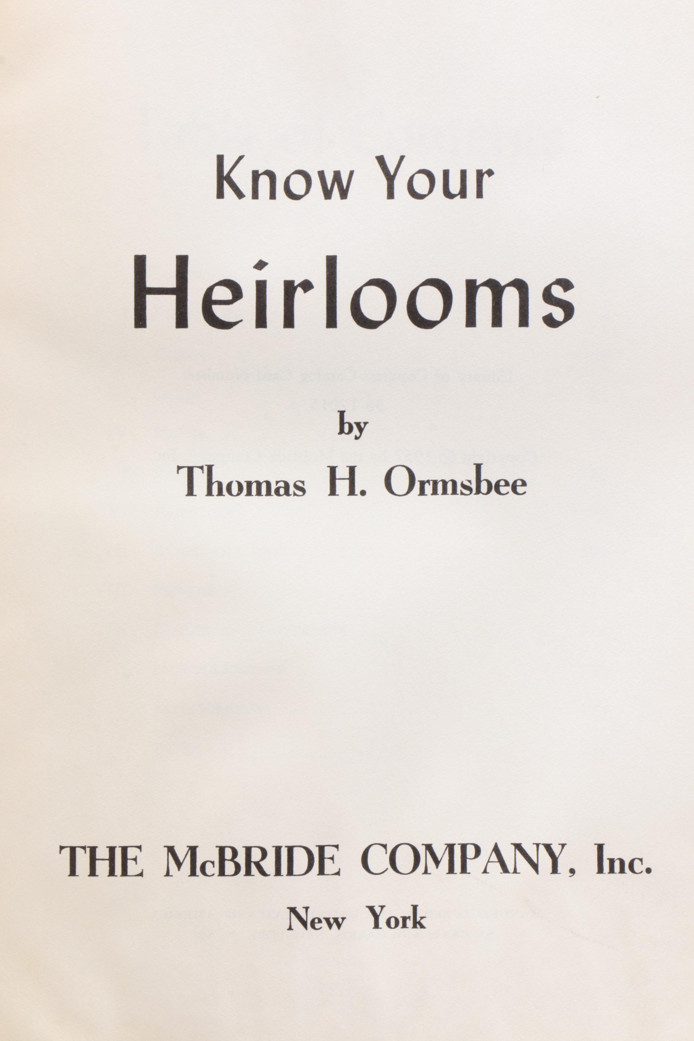 Antiques and Collecting Reference Books Including "Know Your Heirlooms"