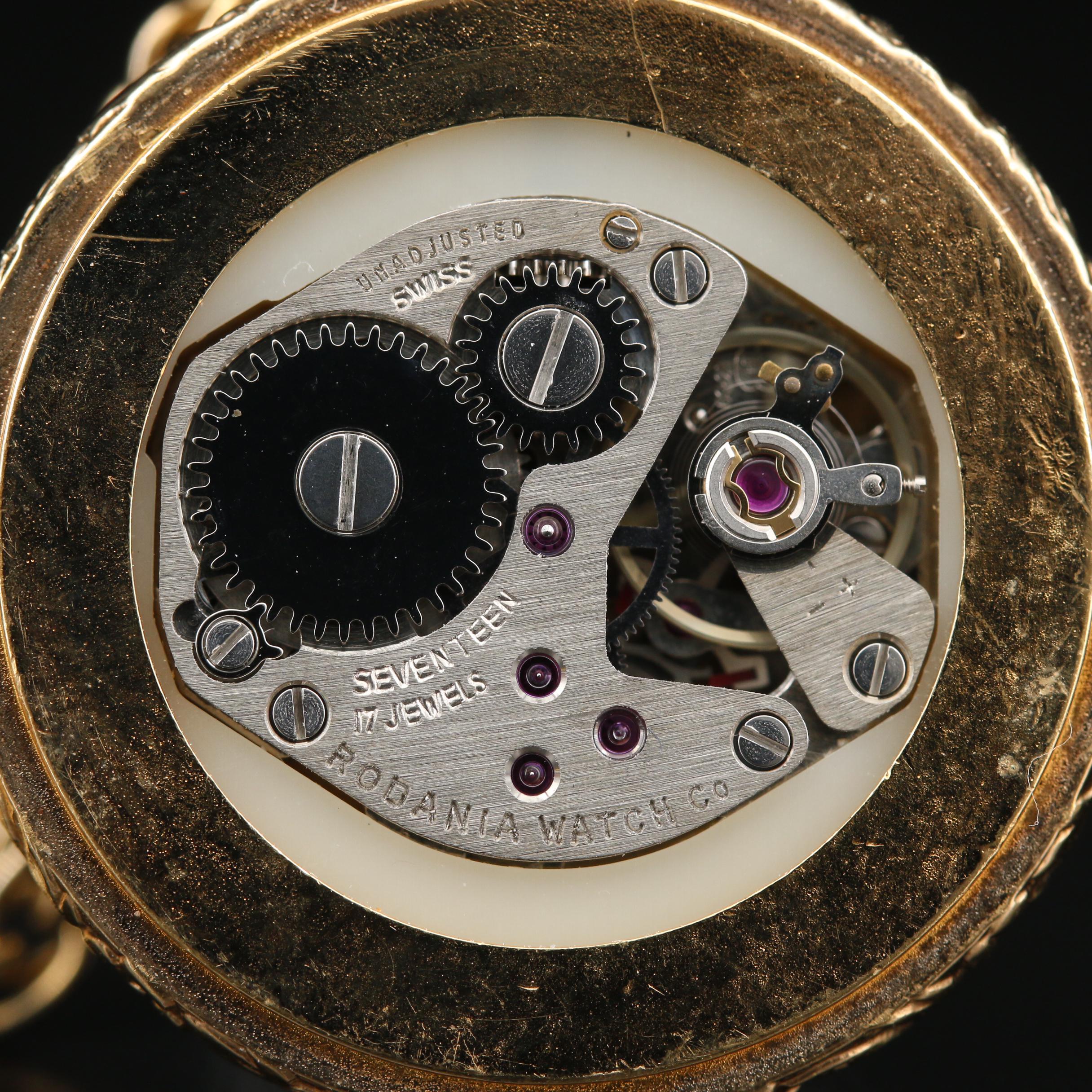 Vintage Rodania Gold Tone Stem Wind Pendant Watch