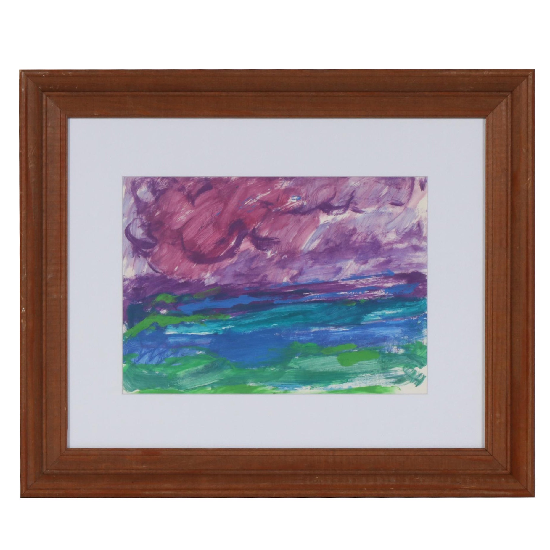 Paul Chidlaw Acrylic Painting of Abstract Landscape, Mid to Late 20th Century