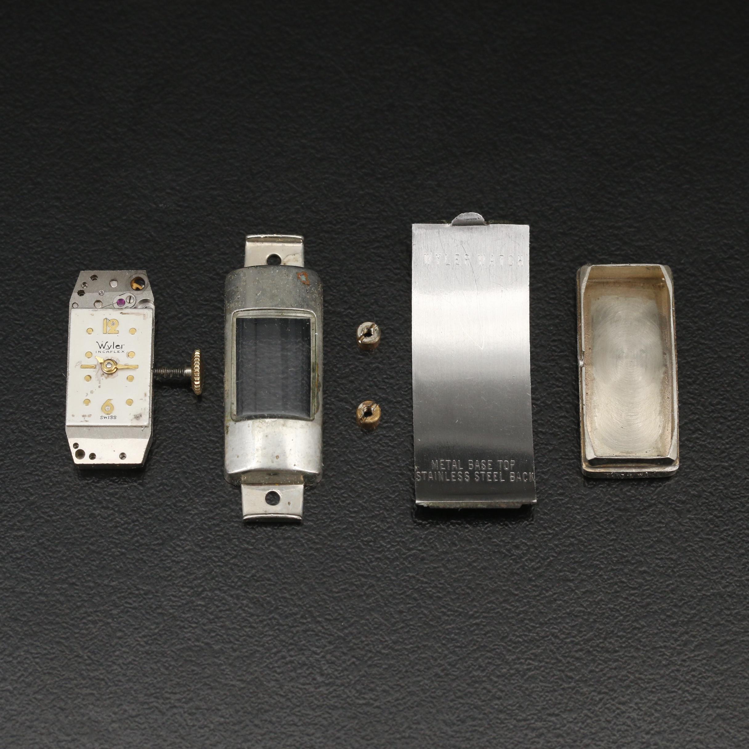 Wyler Incaflex Double Slide Dial Cover Stem Wind Watch