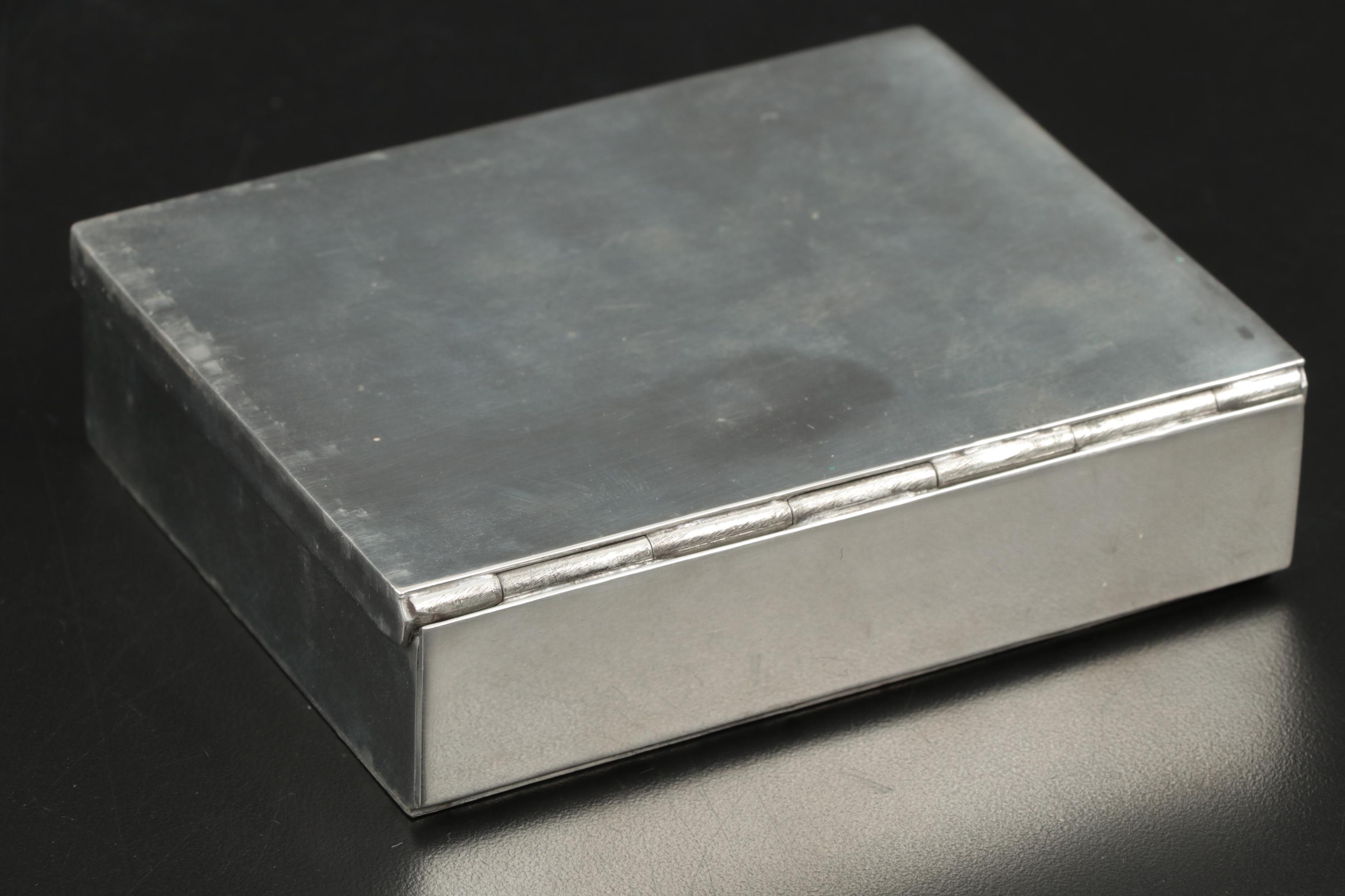 James Dixon & Sons Sandwich Box with Flask in Leather Case