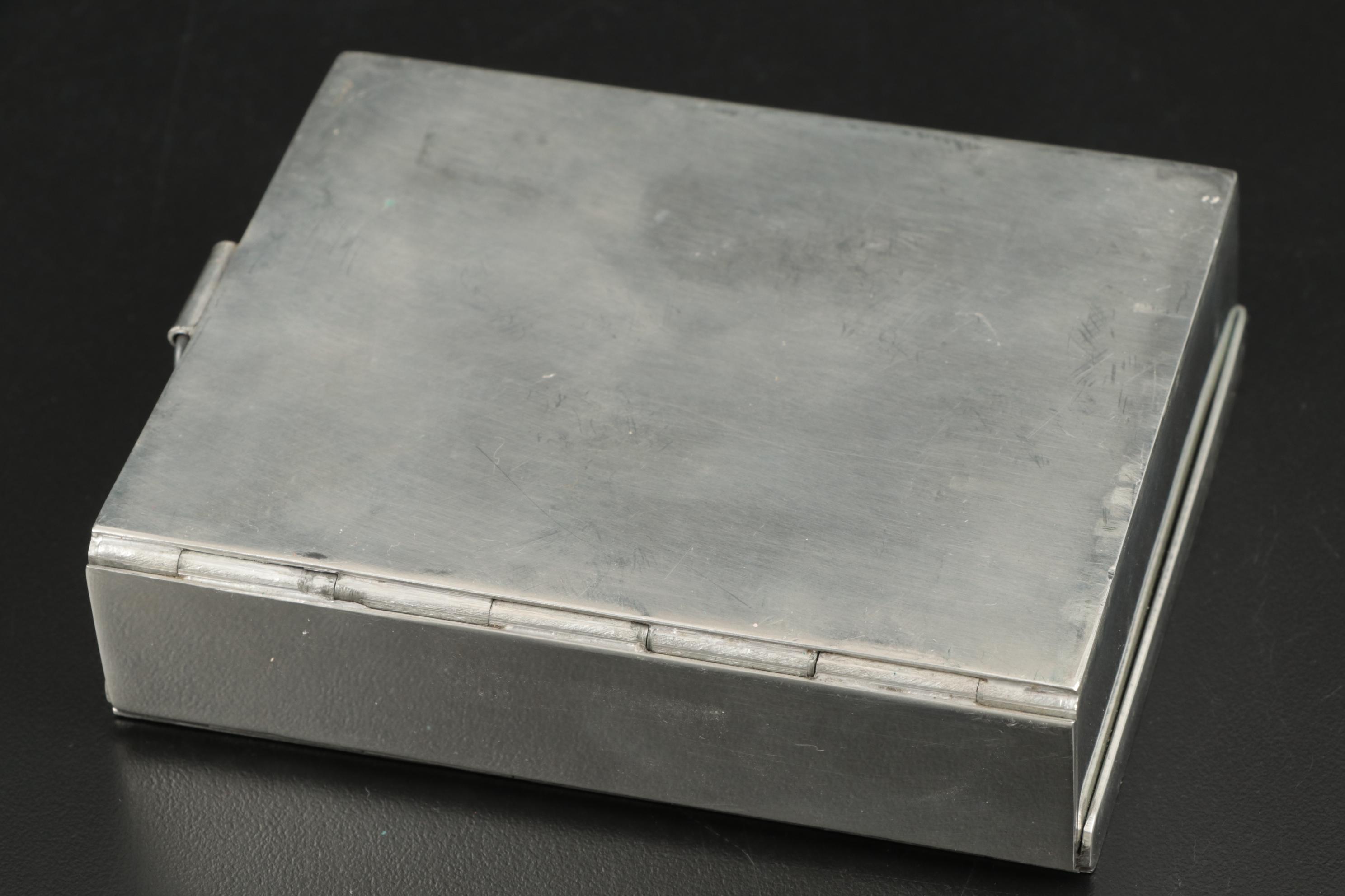 James Dixon & Sons Sandwich Box with Flask in Leather Case