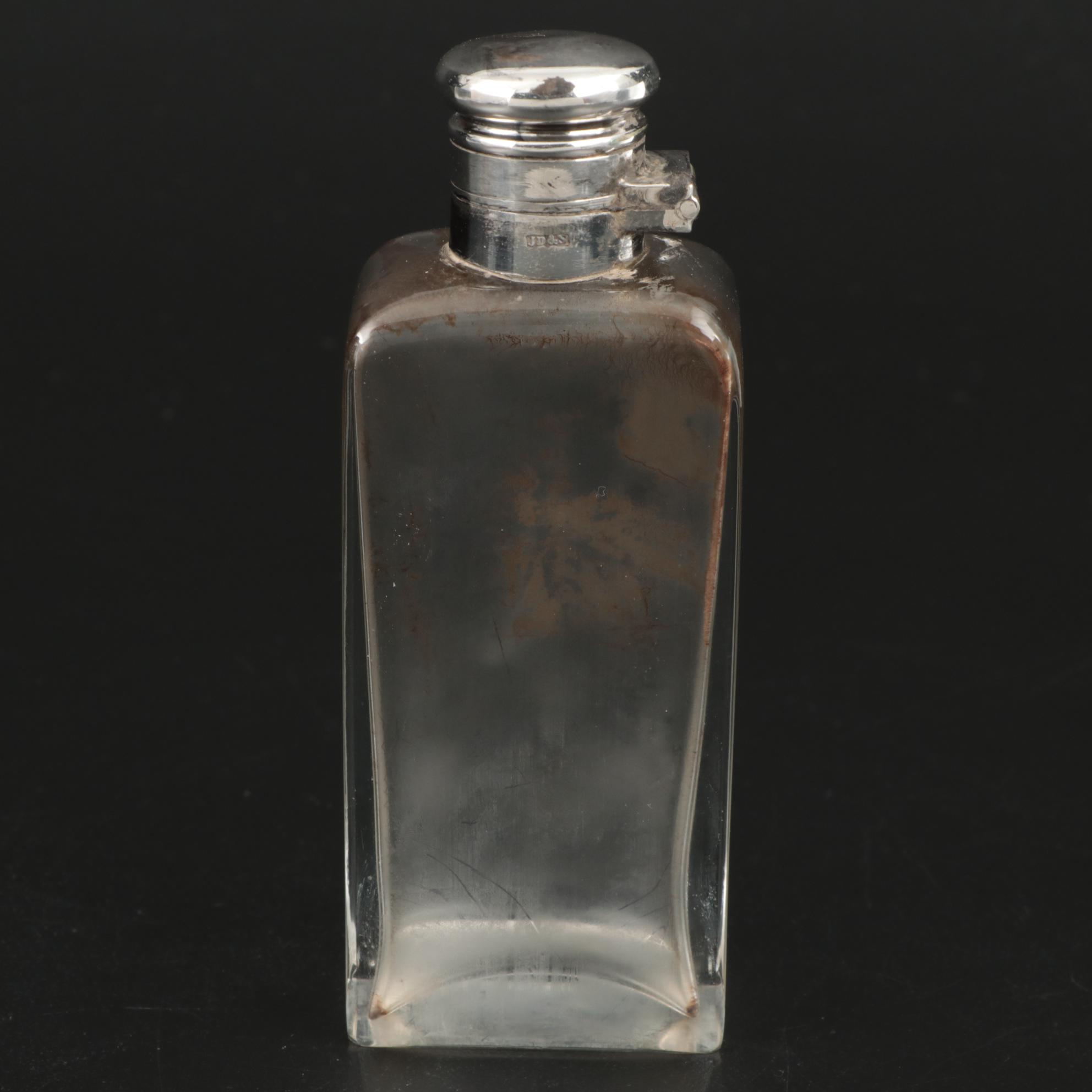 James Dixon & Sons Sandwich Box with Flask in Leather Case