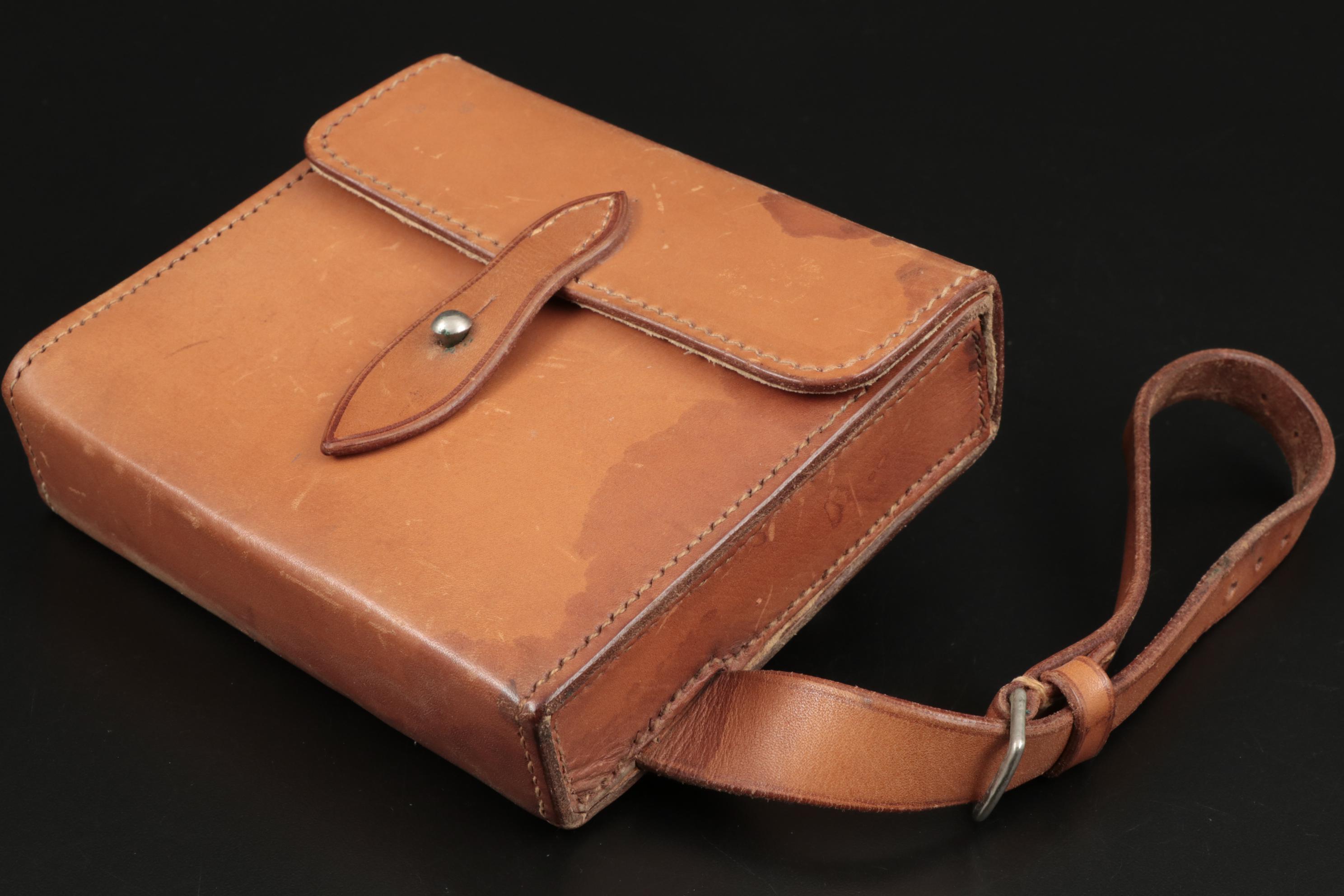 James Dixon & Sons Sandwich Box with Flask in Leather Case