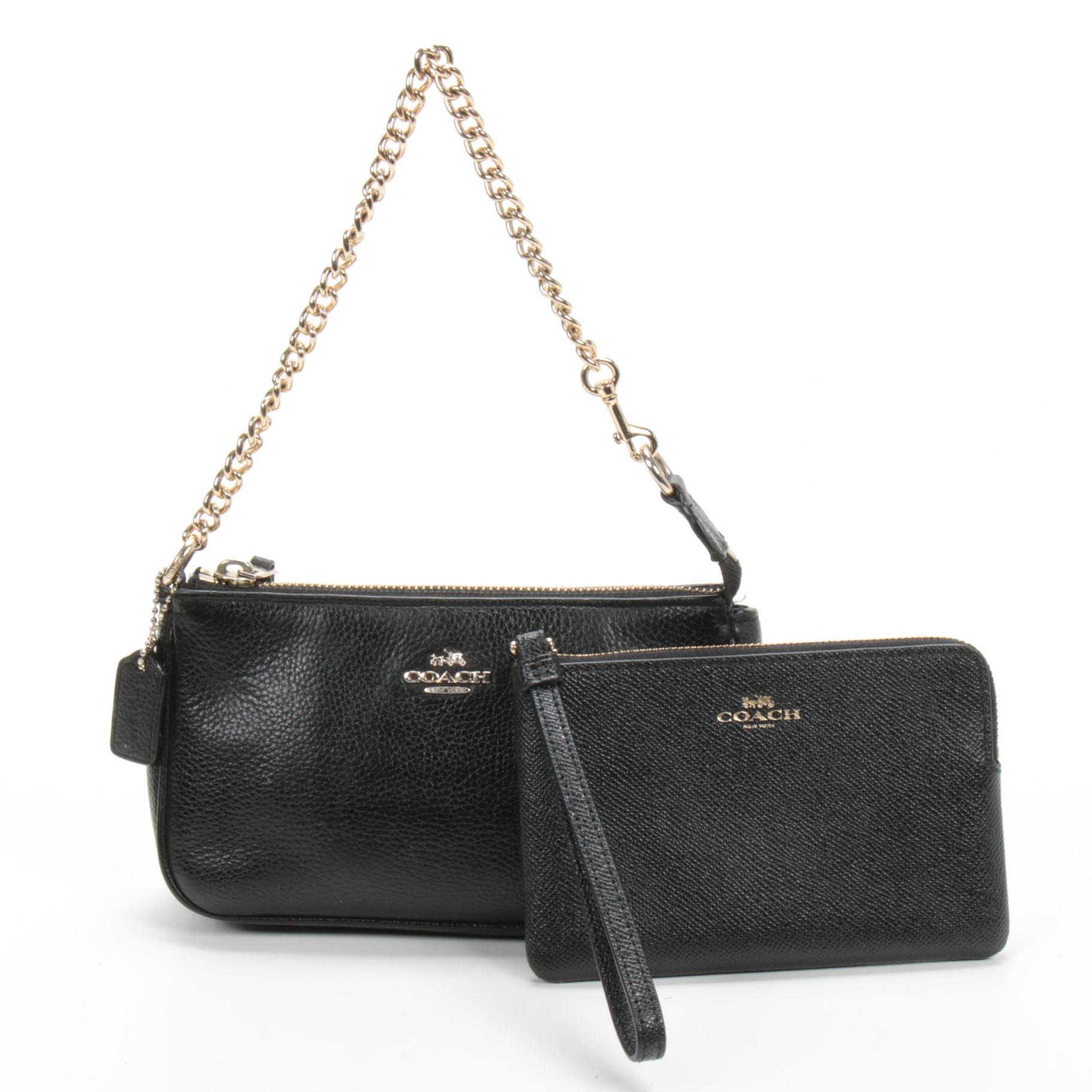 Coach Nolita Wristlet 19 and Wristlet in Black Polished Pebble Leather