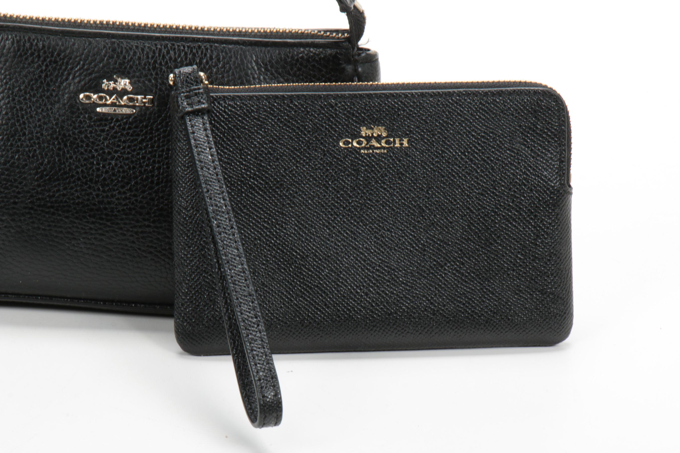 Coach Nolita Wristlet 19 and Wristlet in Black Polished Pebble Leather