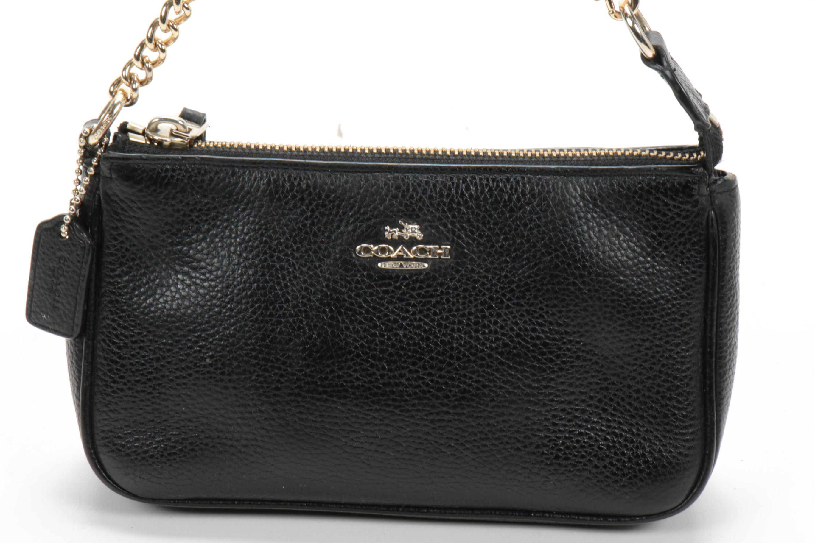 Coach Nolita Wristlet 19 and Wristlet in Black Polished Pebble Leather