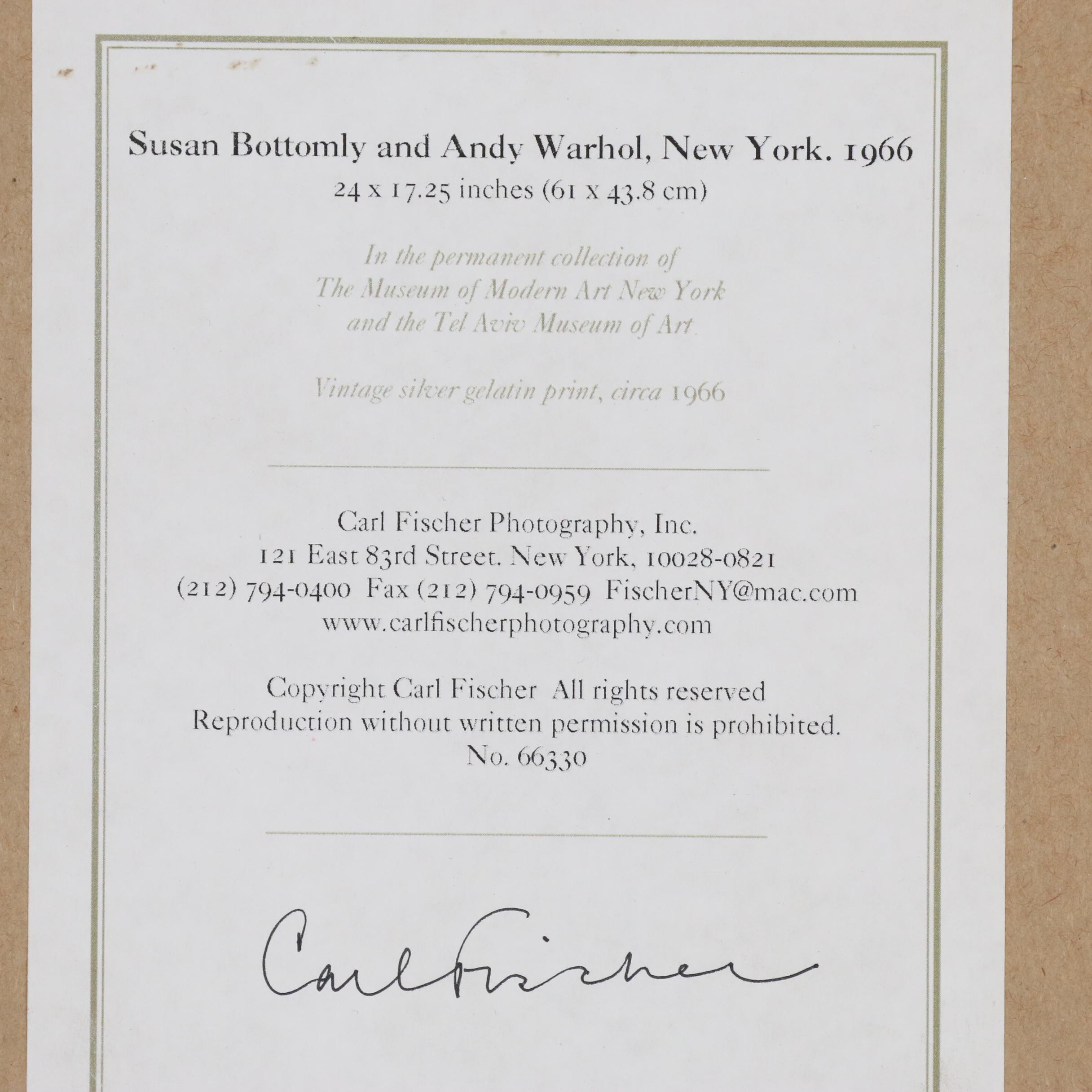 Carl Fischer Silver Print "Susan Bottomly and Andy Warhol"