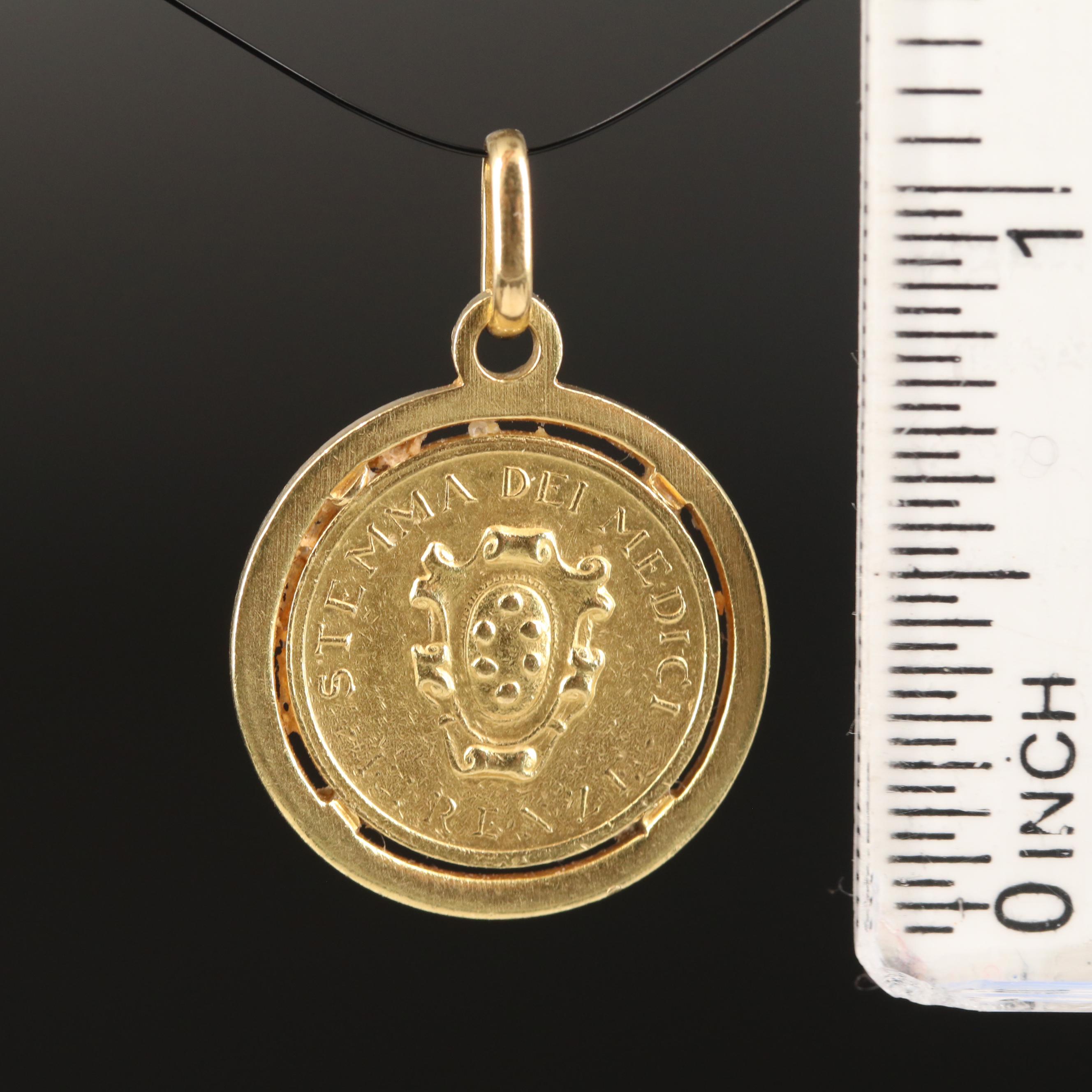 18K Pendant with Florence Italy Gold Medal
