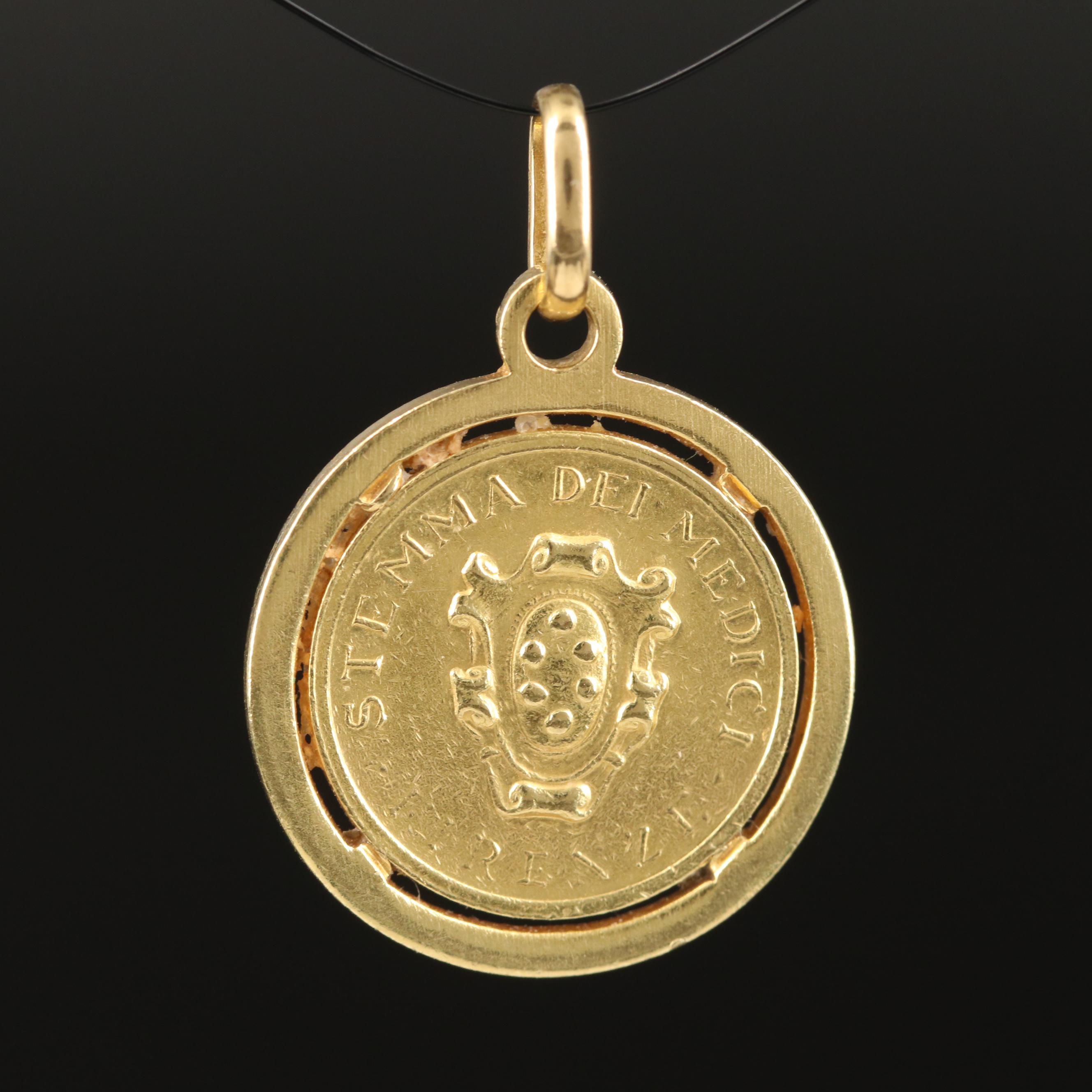 18K Pendant with Florence Italy Gold Medal