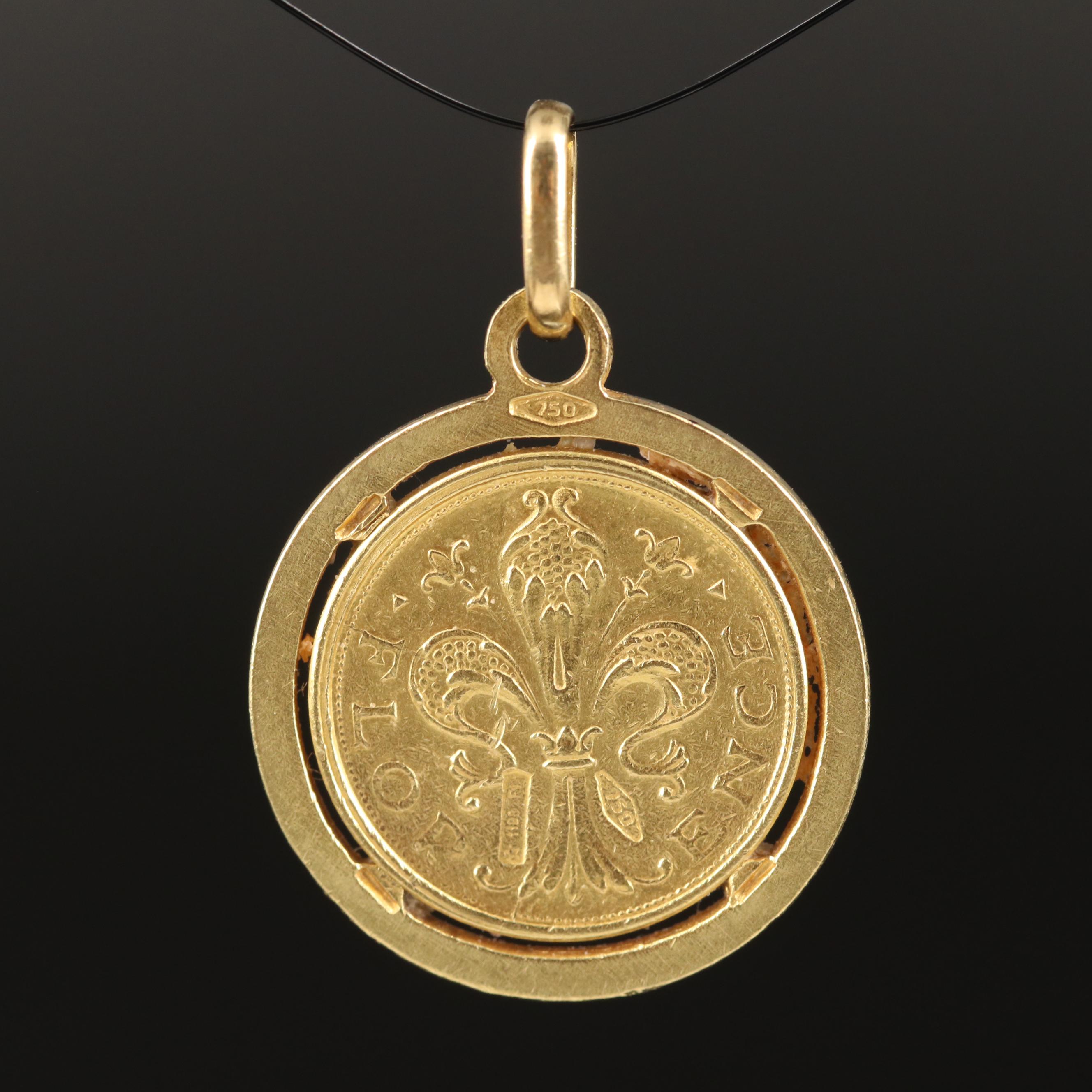 18K Pendant with Florence Italy Gold Medal