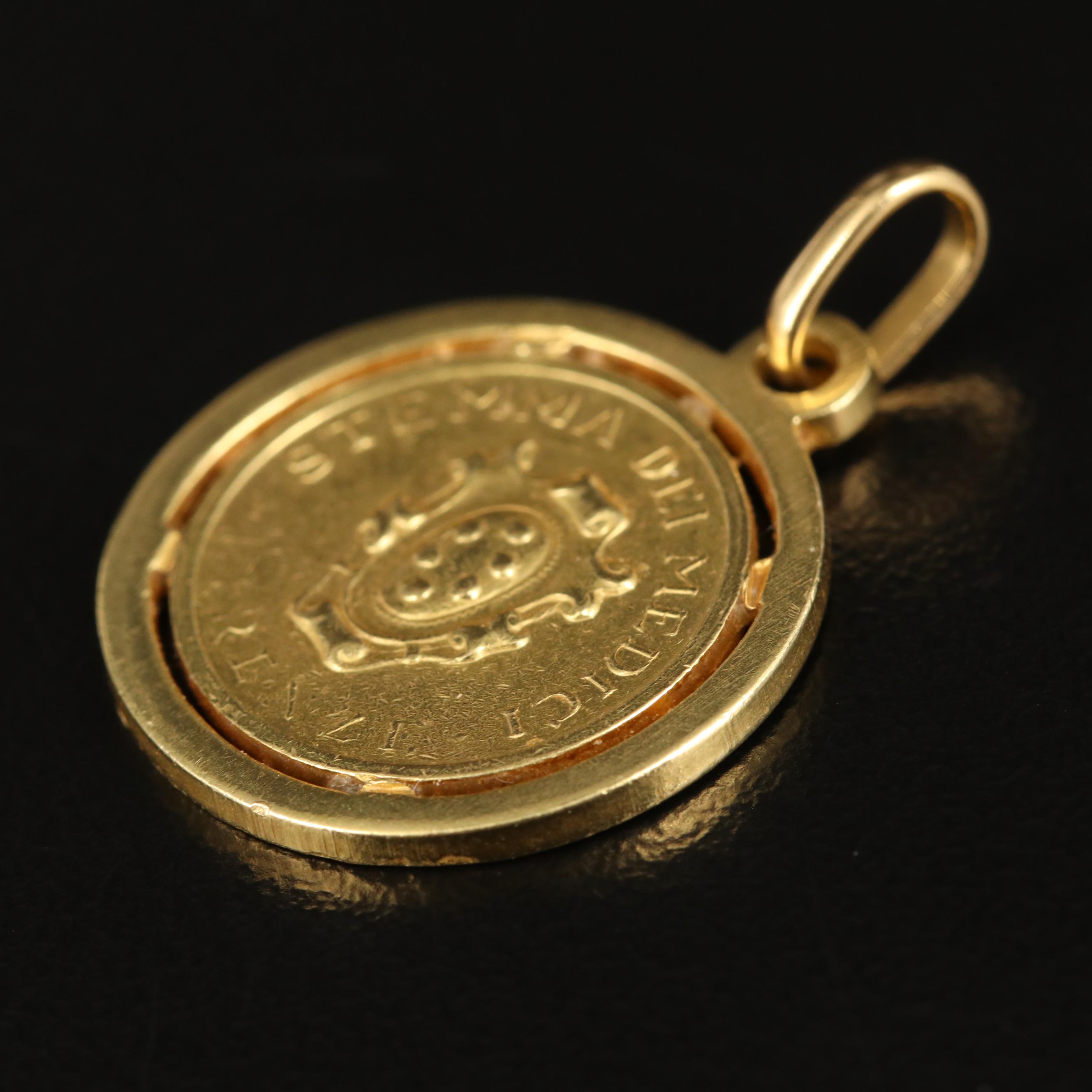18K Pendant with Florence Italy Gold Medal