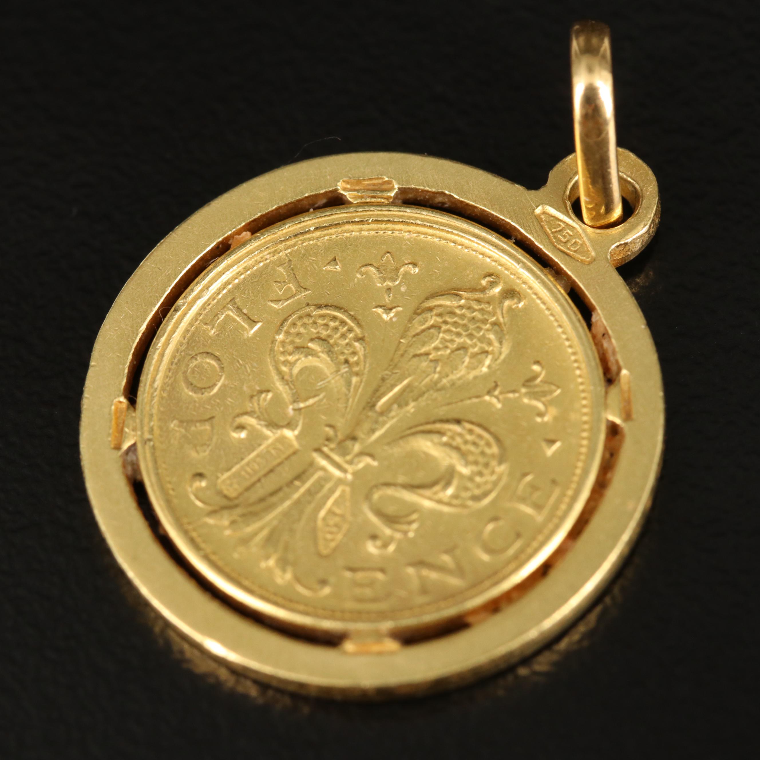 18K Pendant with Florence Italy Gold Medal