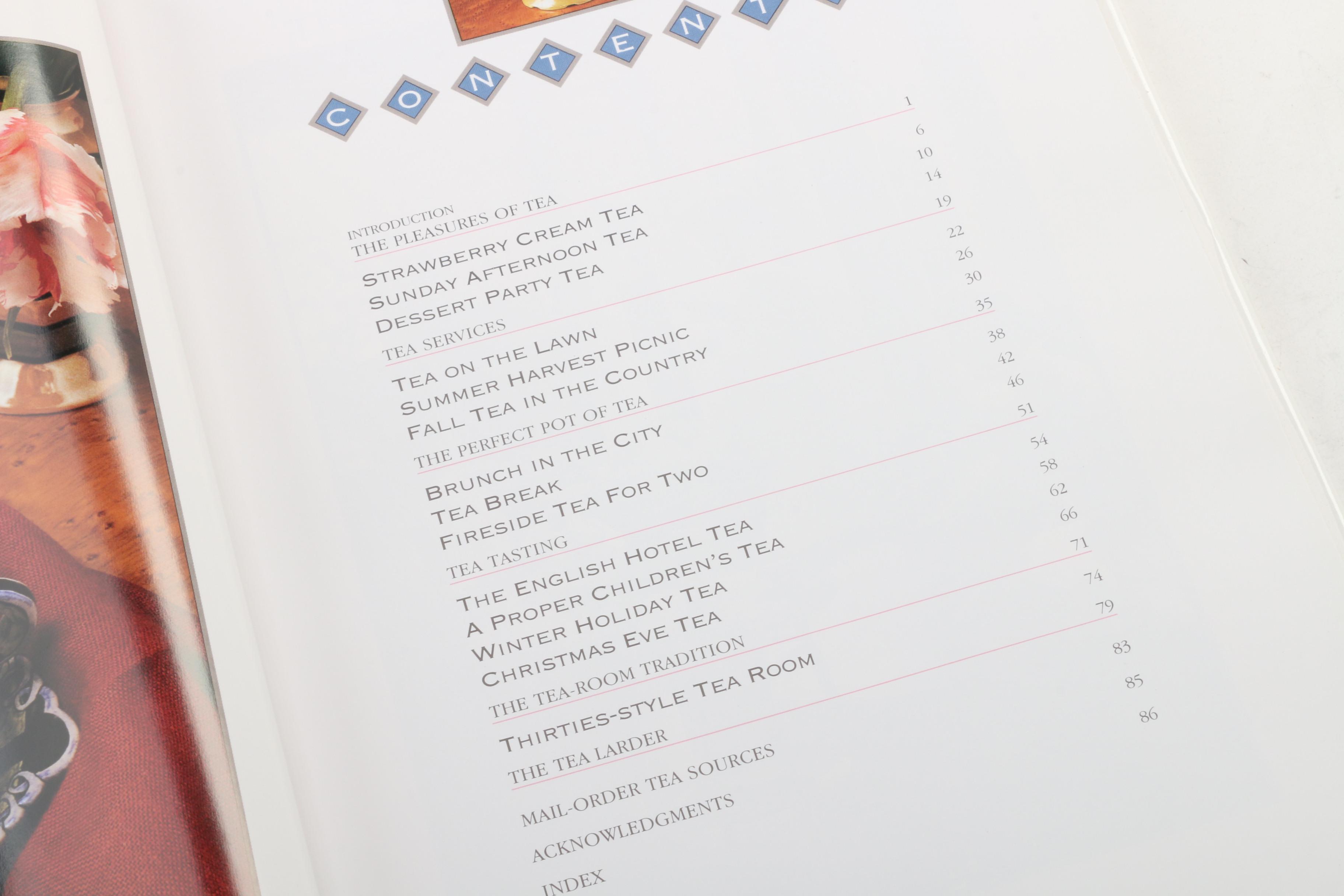 First Edition "Having Tea" by Calvert and Other Cookbooks and Cleaning Tip Books