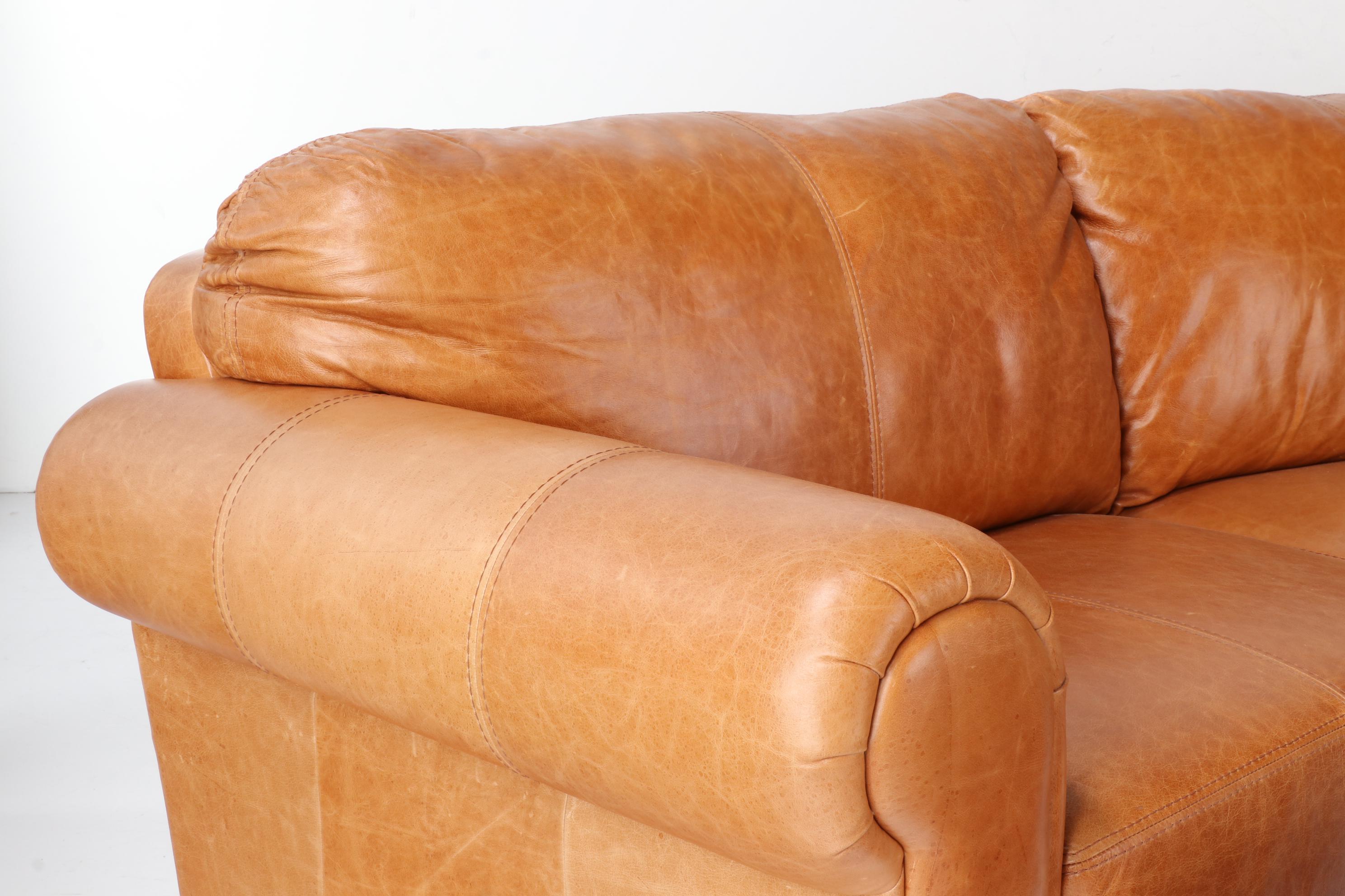 Salvatore Modern Leather Sectional Sofa With Ottoman