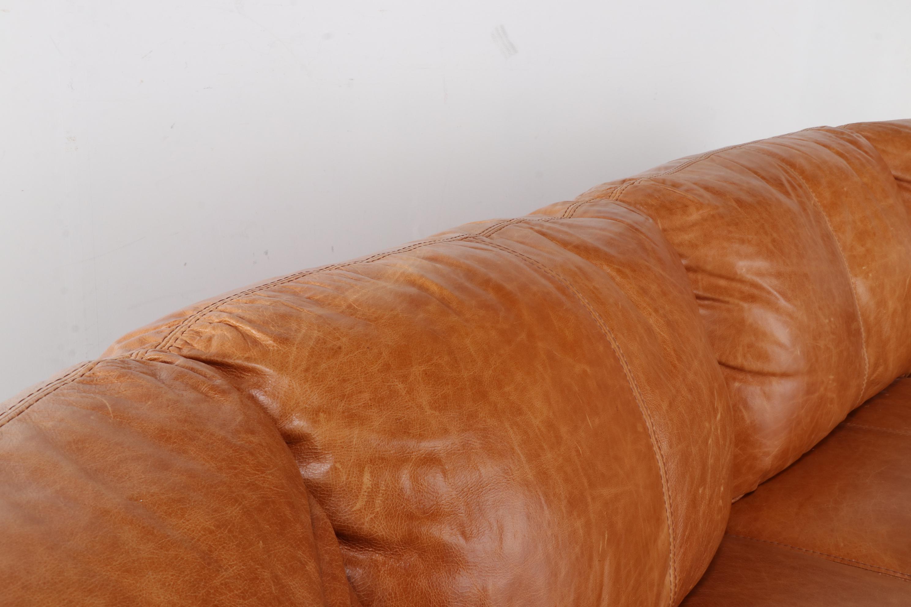 Salvatore Modern Leather Sectional Sofa With Ottoman