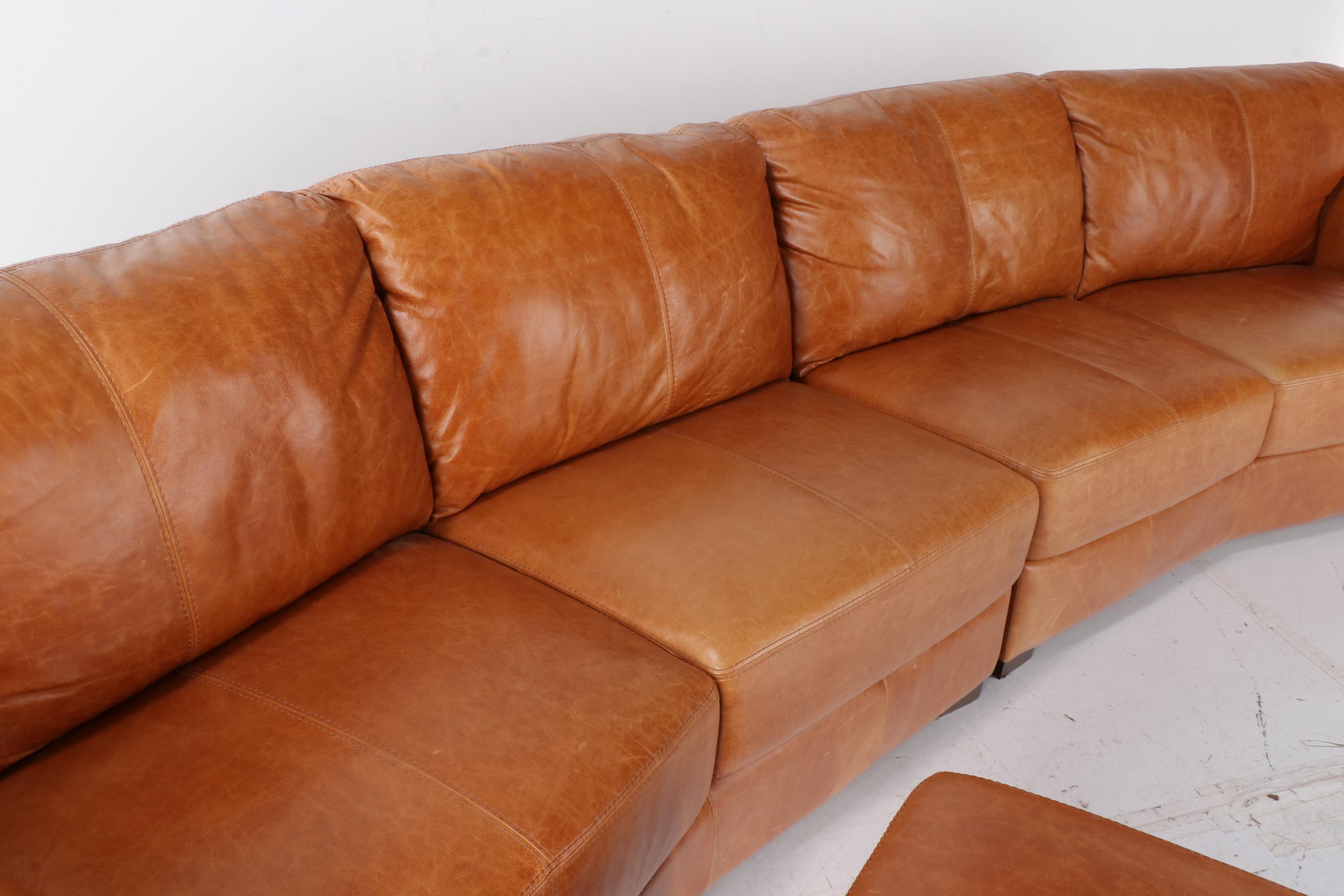 Salvatore Modern Leather Sectional Sofa With Ottoman