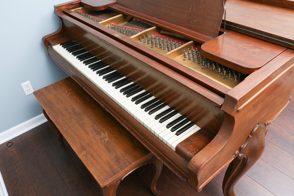 Chickering & Sons Baby Grand Piano with Bench, circa 1920s