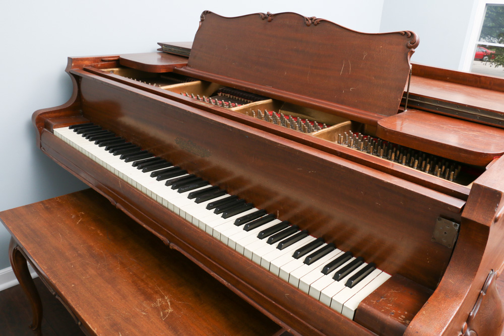 Chickering & Sons Baby Grand Piano with Bench, circa 1920s