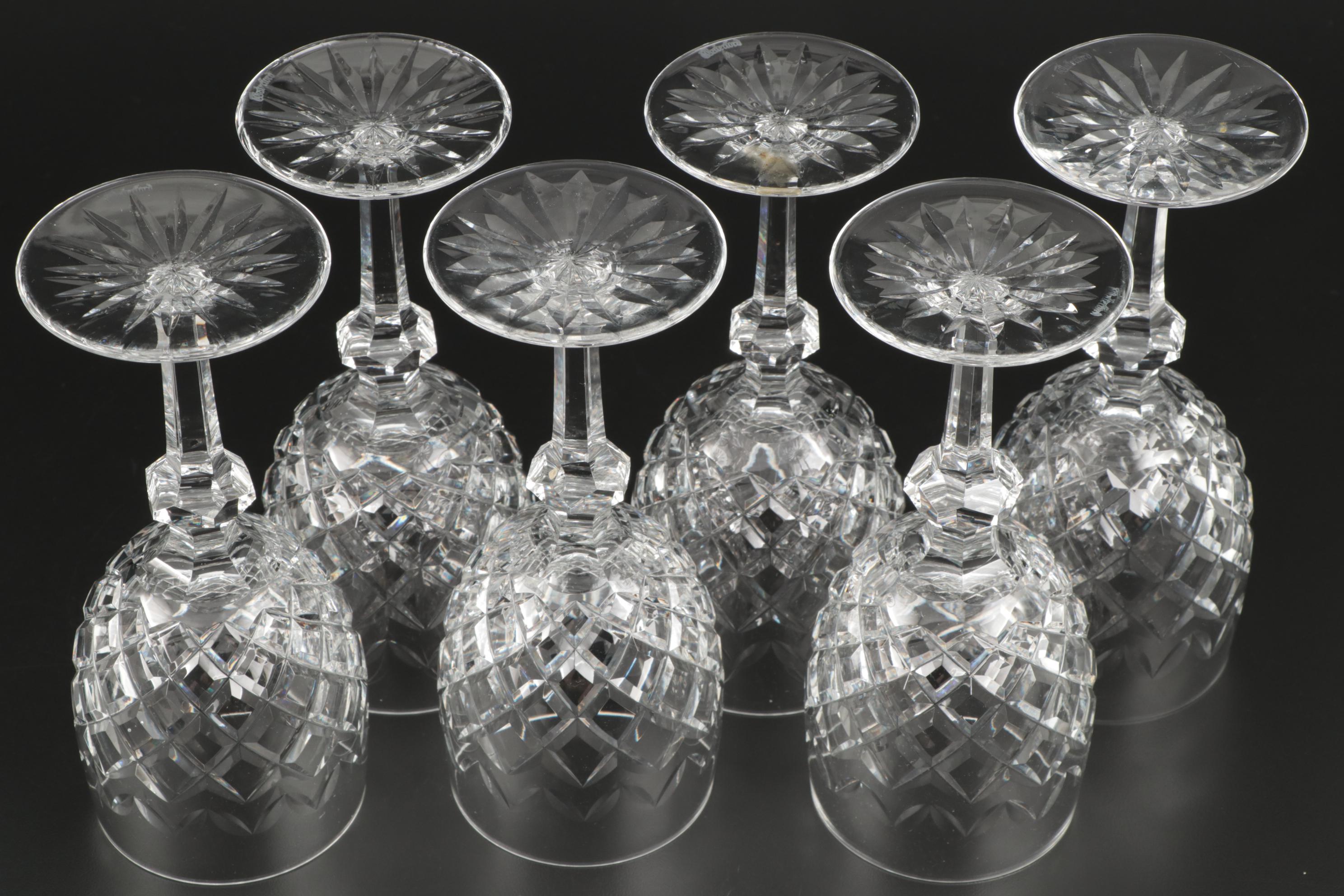 Waterford Crystal "Powerscourt" Water Goblets, Mid to Late 20th Century