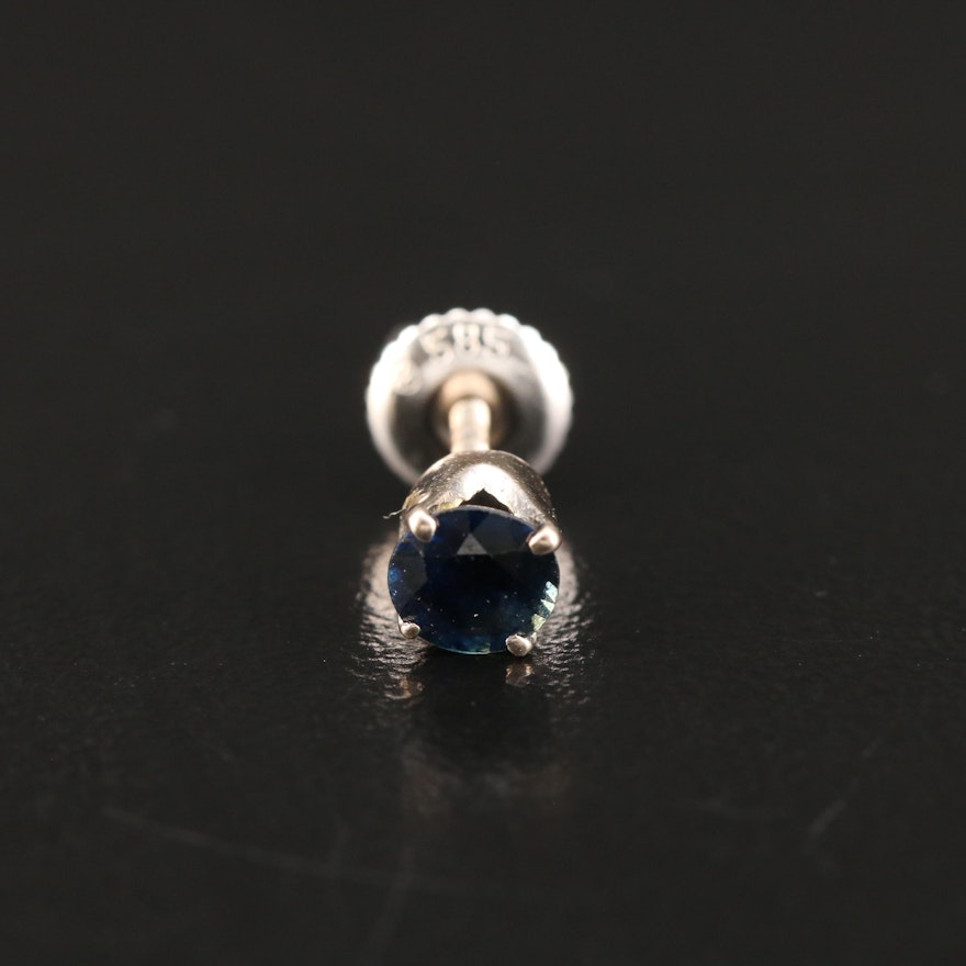 18K Sapphire Single Stud Earring