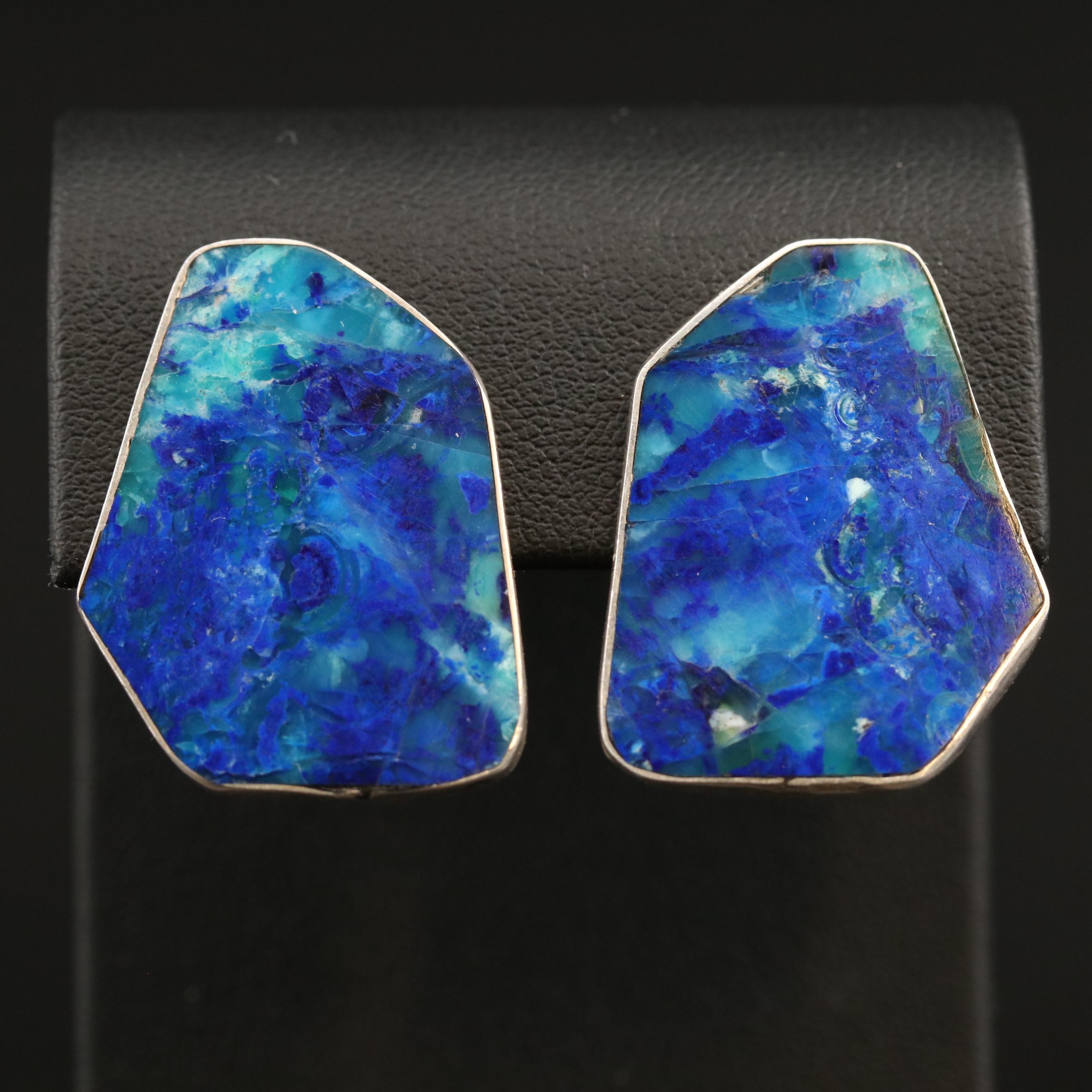 Nicholas Gambino Navajo Diné Sterling Silver Azurmalachite Earrings