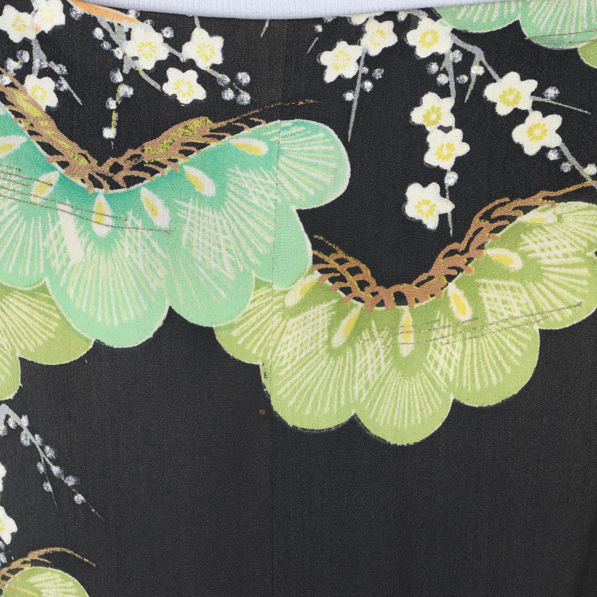 Betty Higgins Dress in "Kurotomesode" Kimono Silk Crepe Fabric, Mid-20th Century