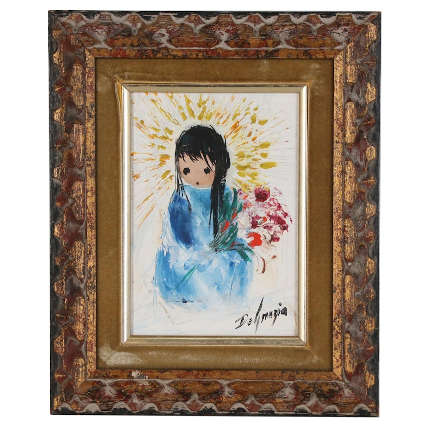 Ted DeGrazia Oil Painting "Flowers for You", 1965