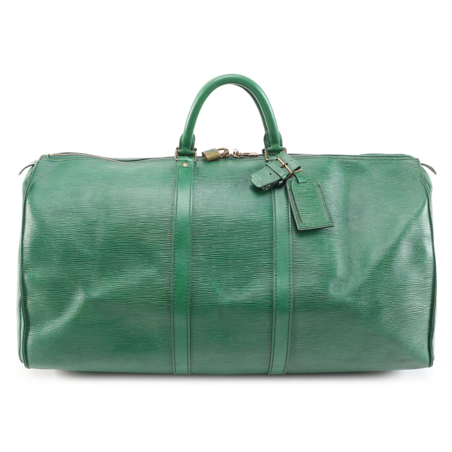 Louis Vuitton Keepall 55 Duffel in Borneo Green Epi Leather, 1987 Vintage