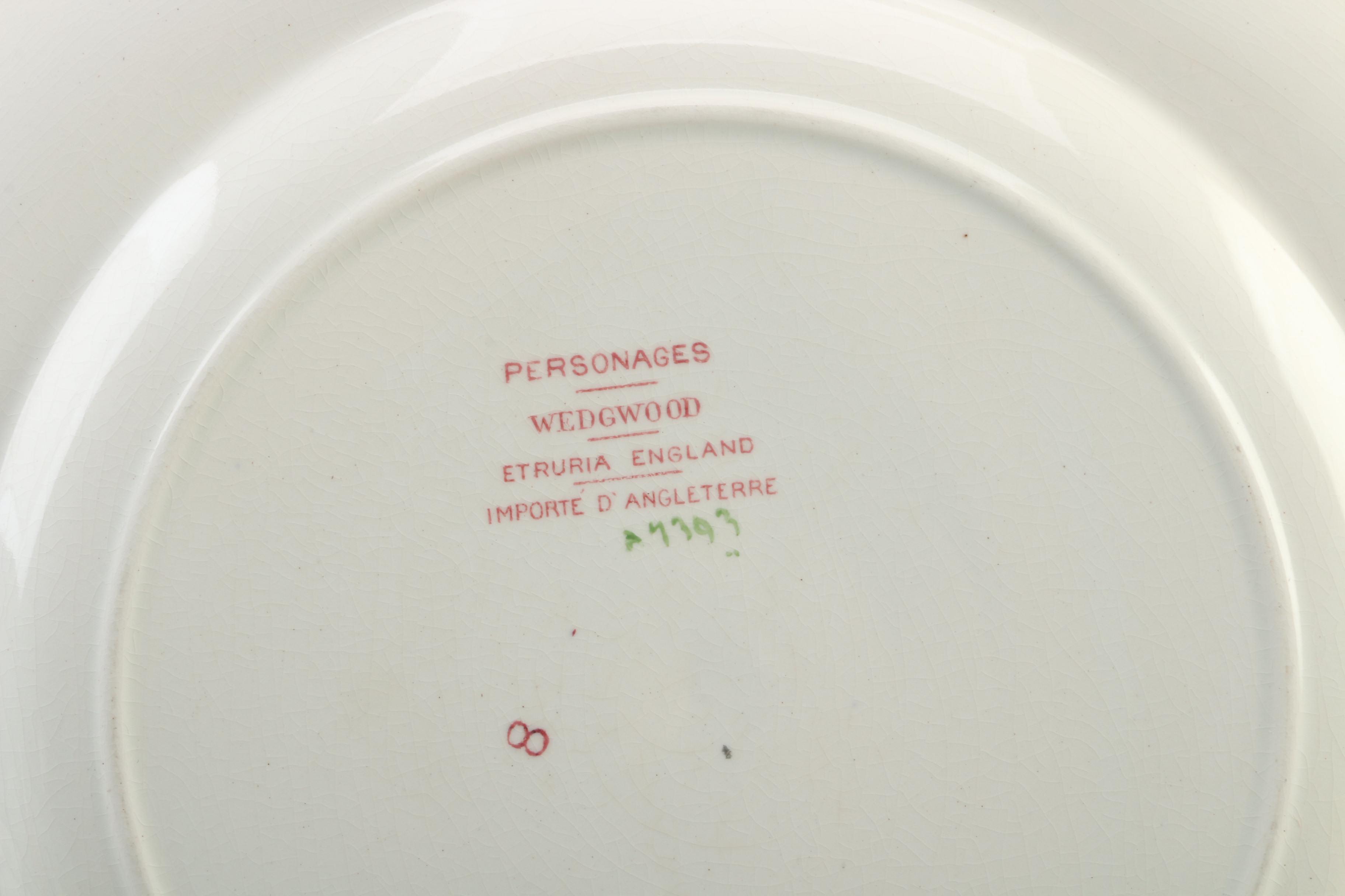 Wedgwood "Personages" Earthenware Dinnerware, Early 20th Century