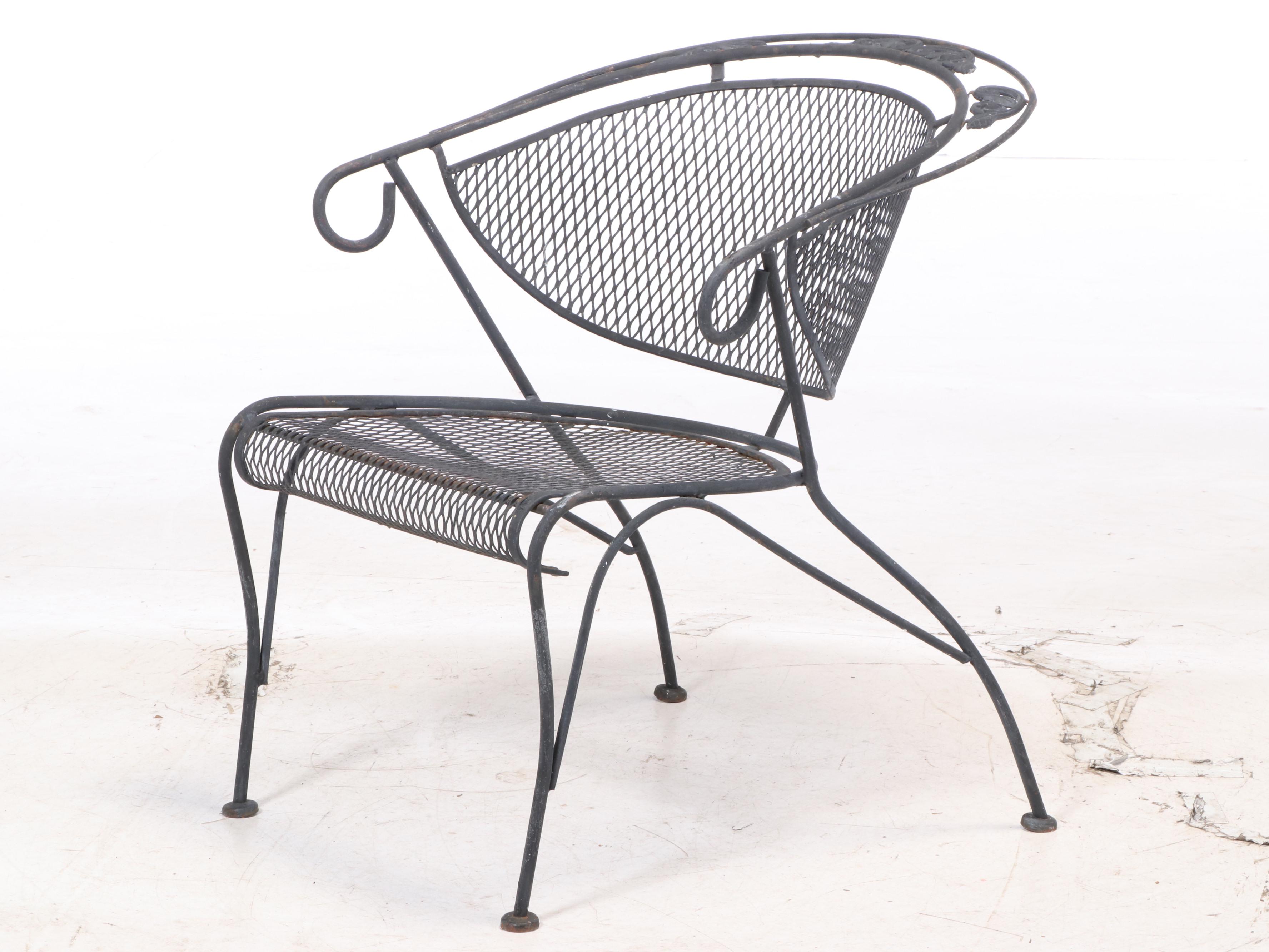 Woven Metal Mesh Patio Chairs and Bar Cart, Late 20th Century