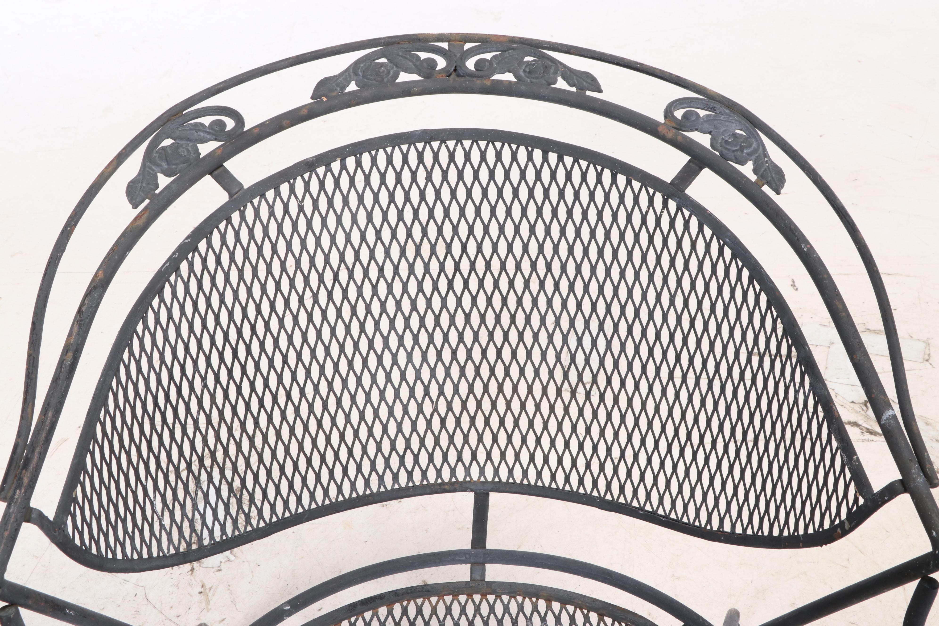 Woven Metal Mesh Patio Chairs and Bar Cart, Late 20th Century