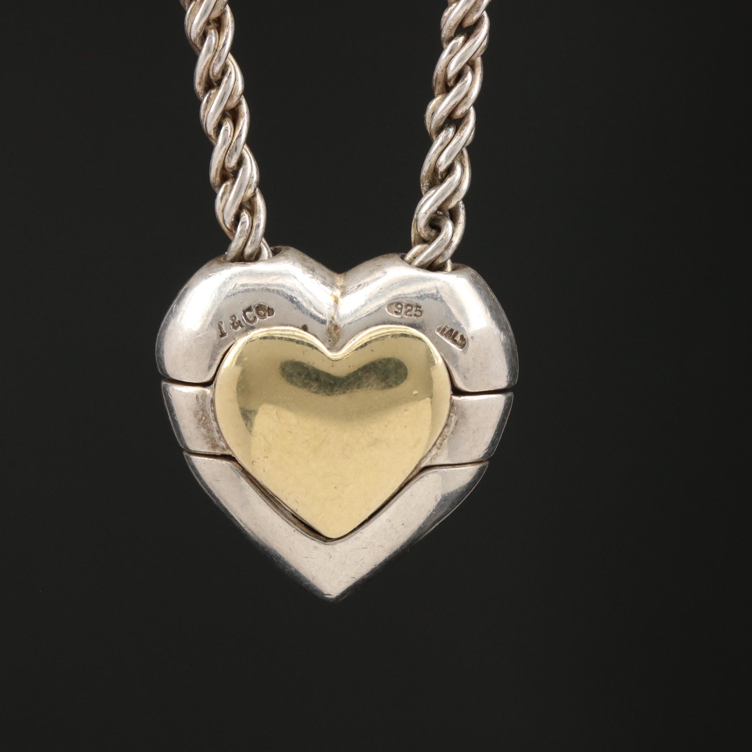 Tiffany & Co. Sterling Silver Puffed Heart Puzzle Necklace with 18K Accent