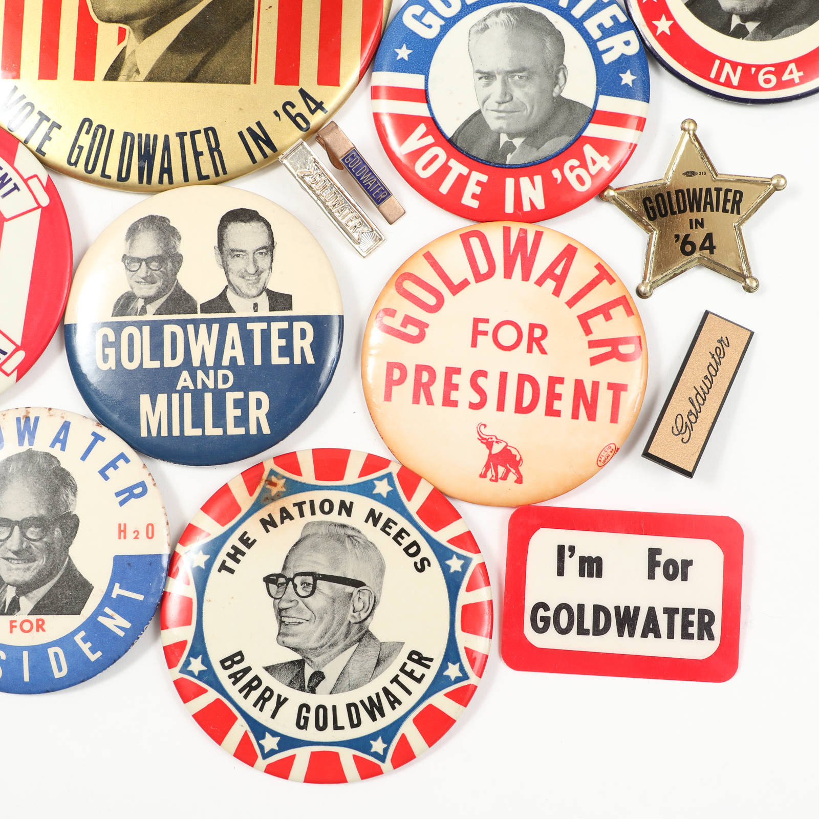 Barry Goldwater Jugate, Portrait and Campaign Pinbacks and More