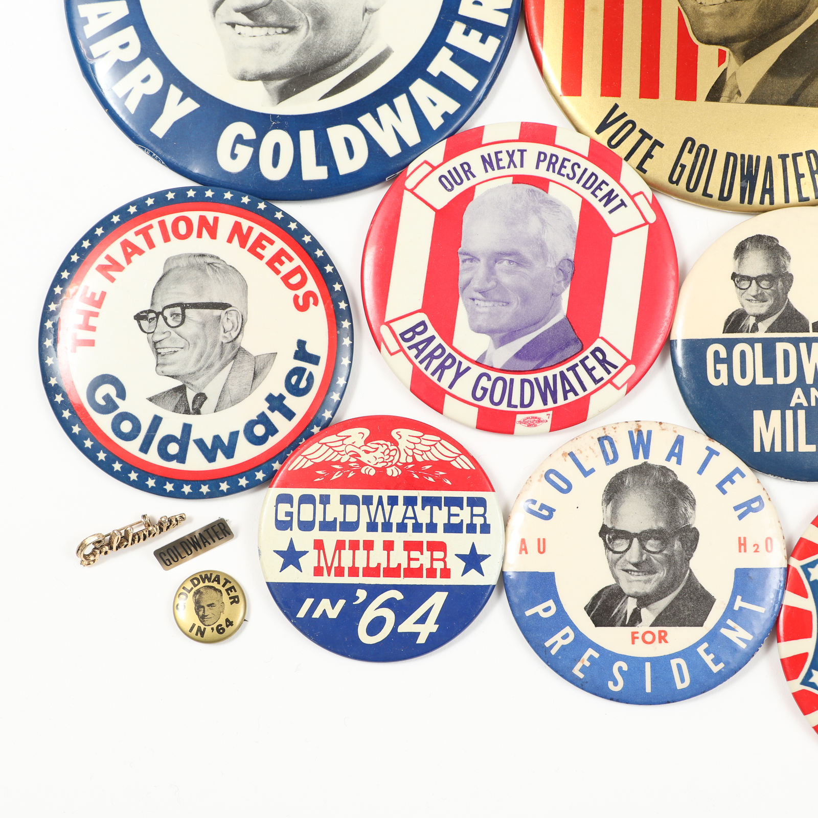 Barry Goldwater Jugate, Portrait and Campaign Pinbacks and More