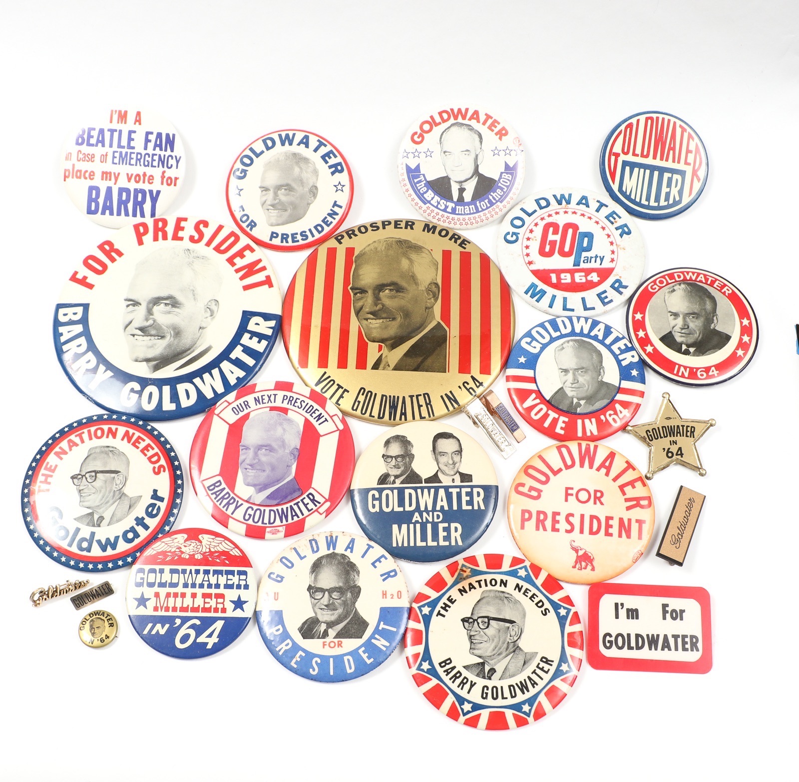 Barry Goldwater Jugate, Portrait and Campaign Pinbacks and More