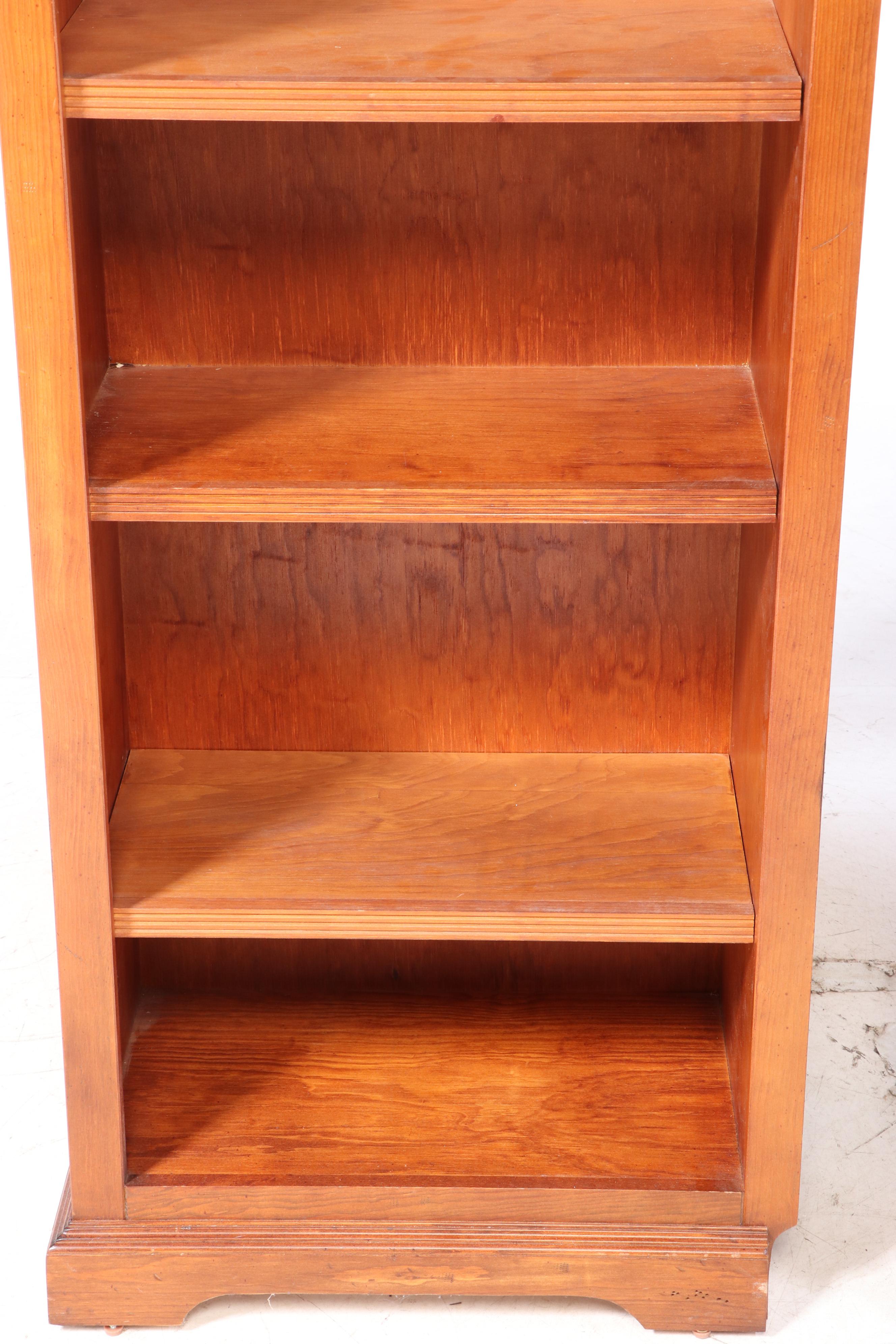 Pair of Hamilton Heritage American Primitive Style Stained Pine Bookcases