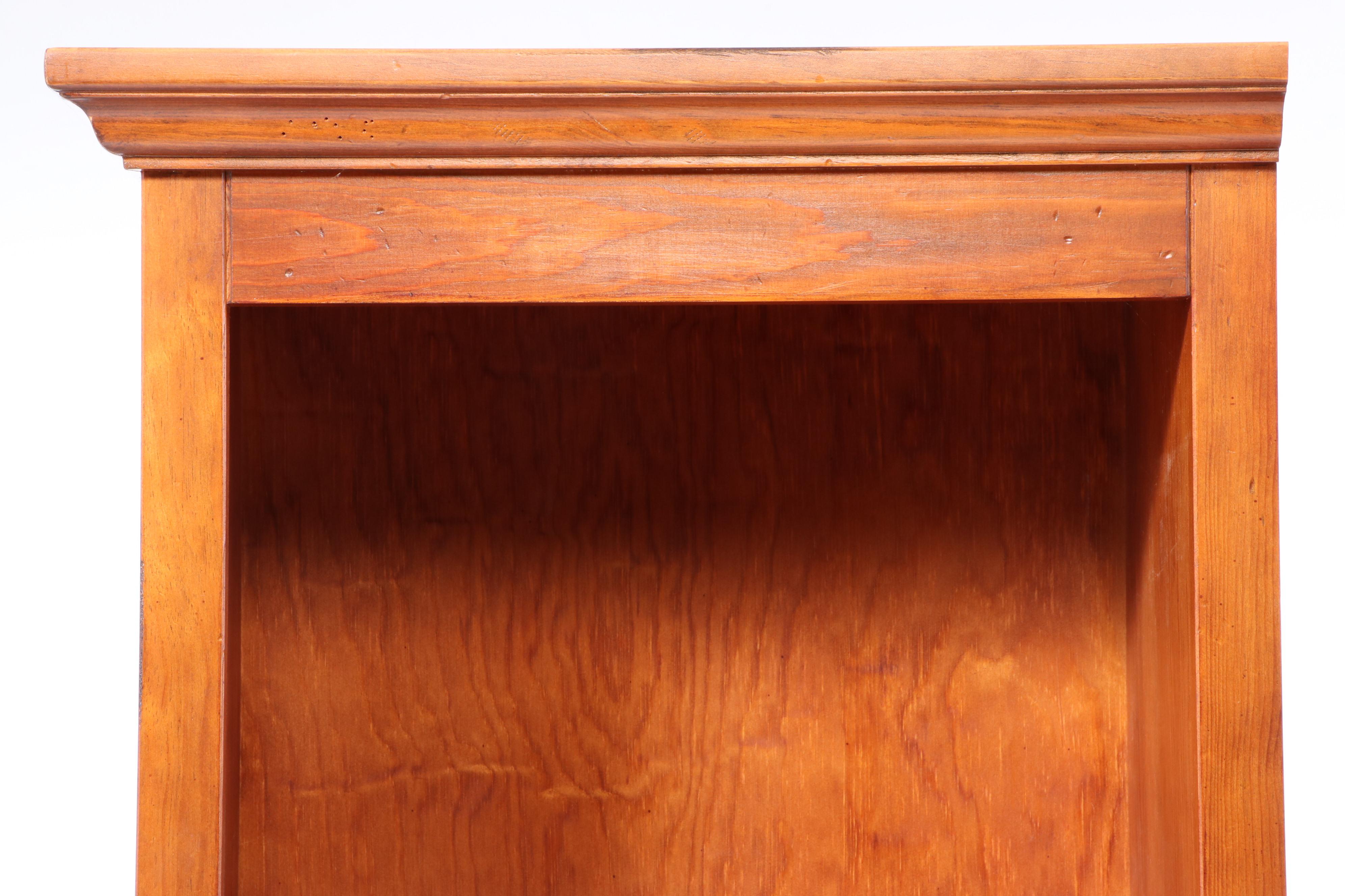 Pair of Hamilton Heritage American Primitive Style Stained Pine Bookcases