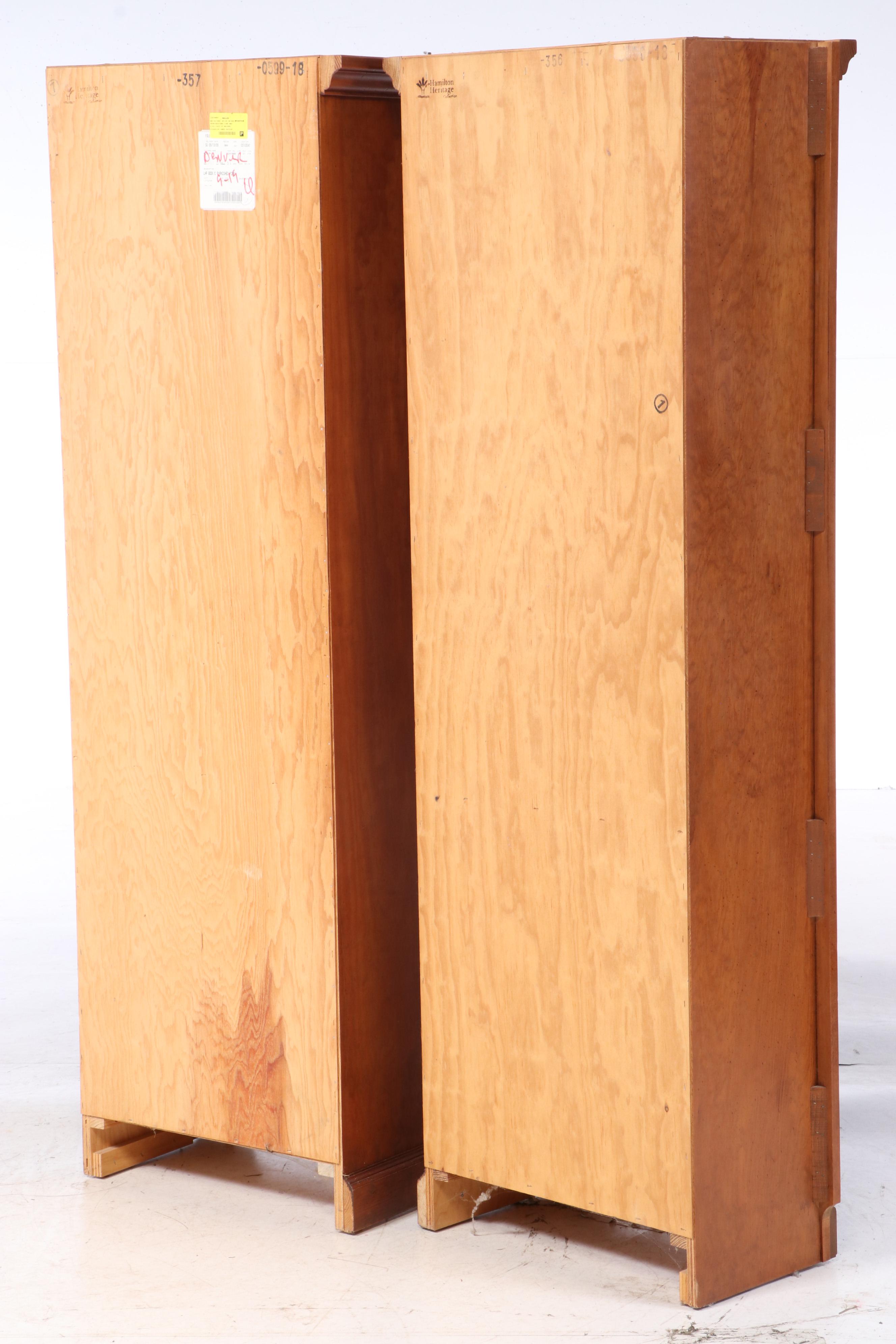 Pair of Hamilton Heritage American Primitive Style Stained Pine Bookcases