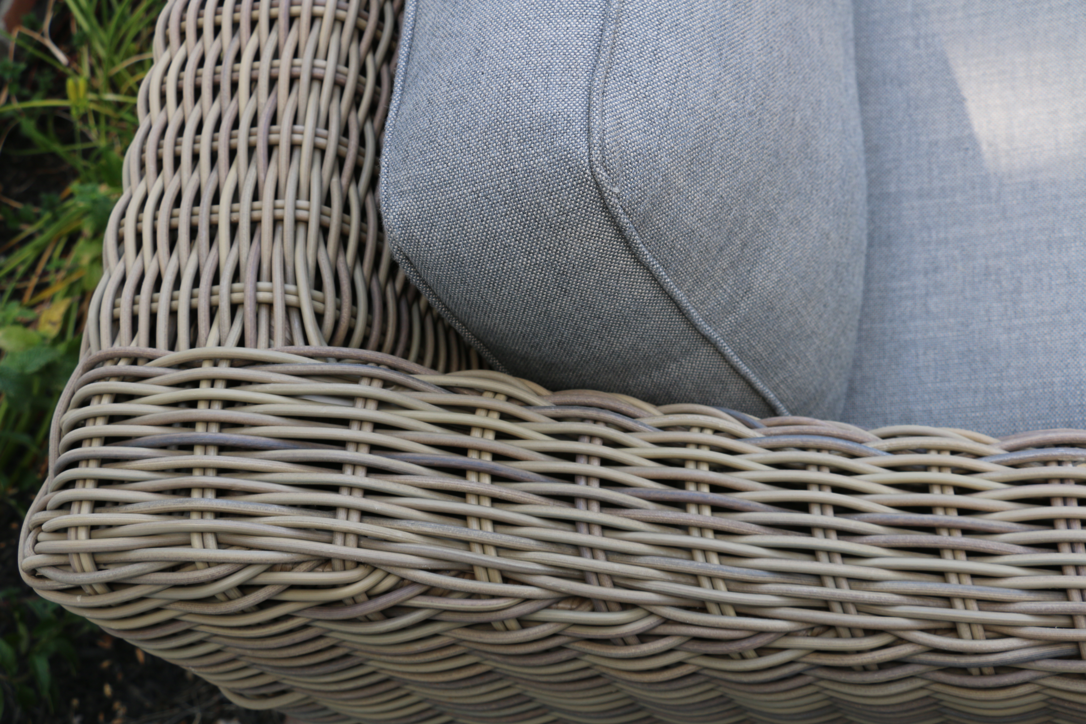 Restoration Hardware "Provence Collection" Wicker Patio Armchairs, Pair