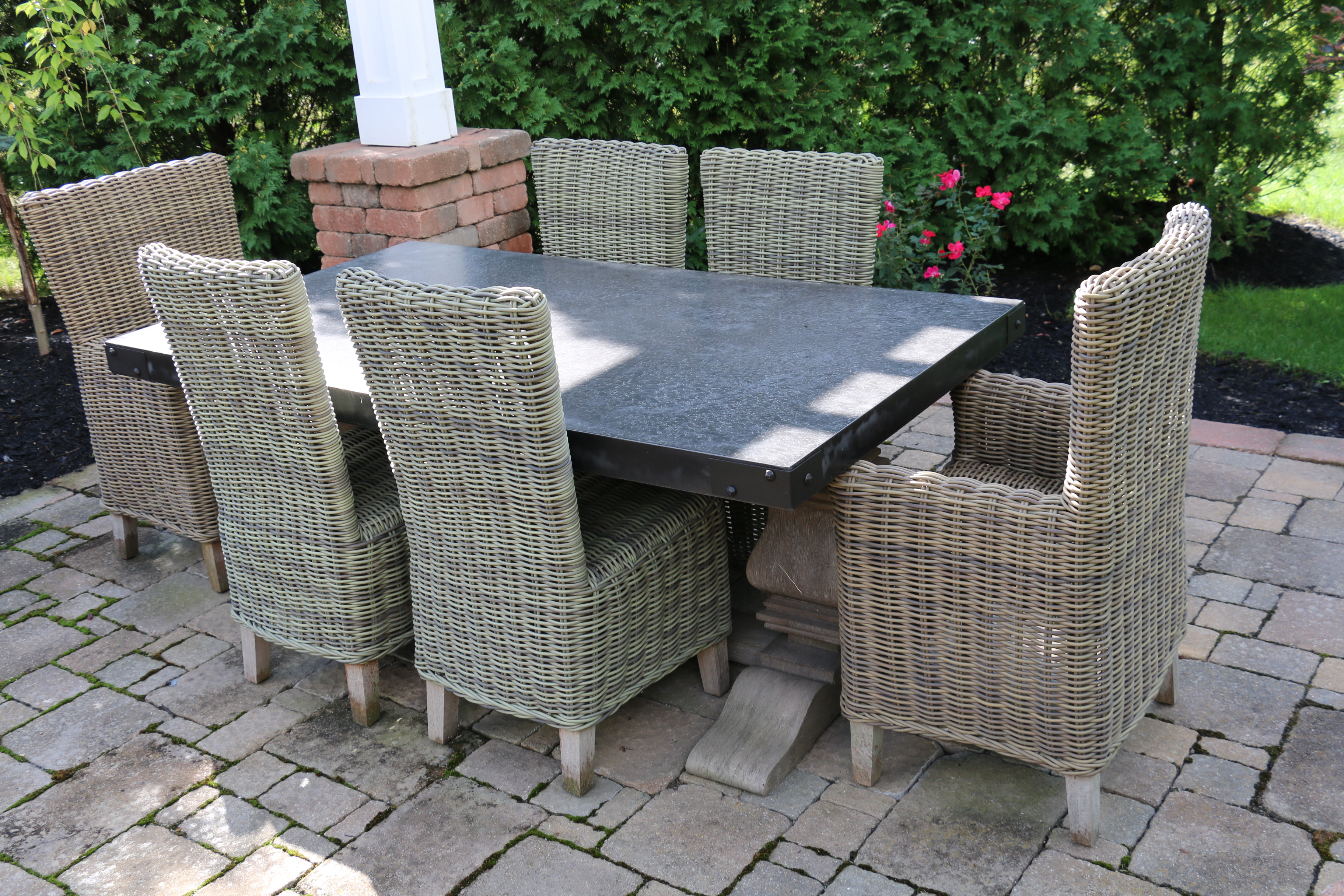 Restoration Hardware "Provence Collection" Wicker Patio Chairs and Dining Table